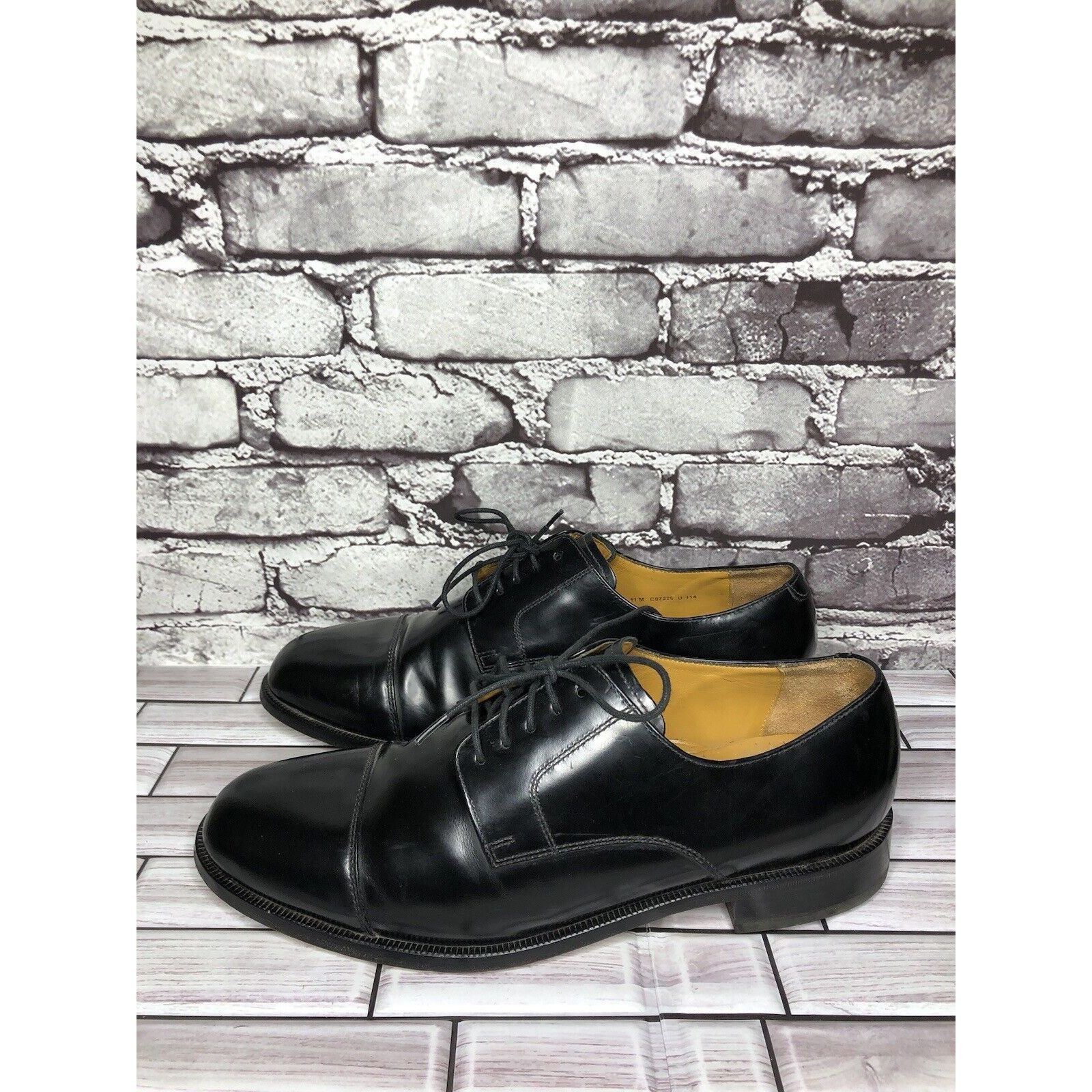 Cole Haan Cole Haan Air Black Leather Cap Toe Oxfords Lace Up Dress Sh Size US 11 / EU 44 - 17 Thumbnail