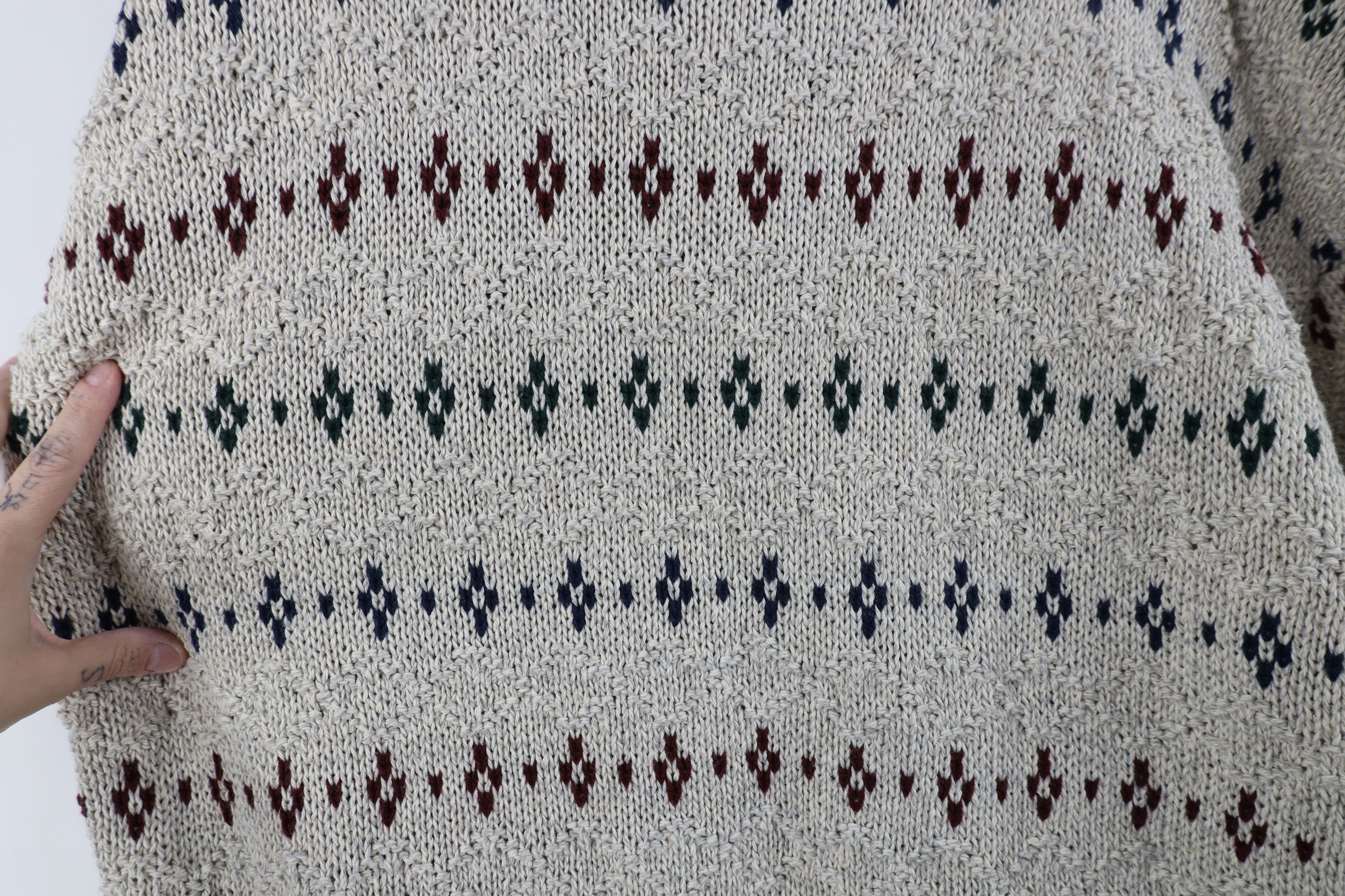 Vintage Vintage 90s Streetwear Geometric Cotton Knit Sweater USA Size US L / EU 52-54 / 3 - 4 Thumbnail