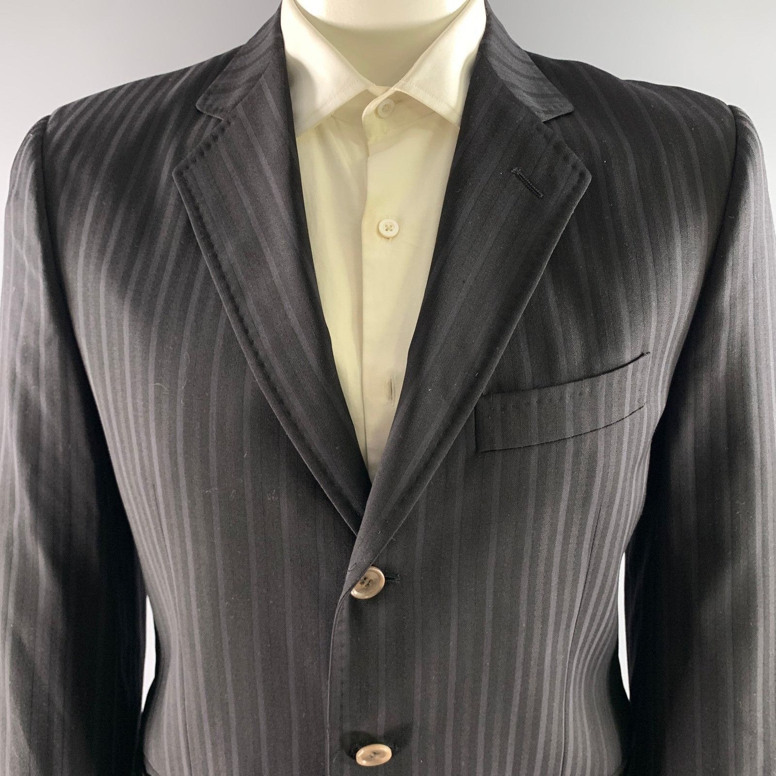 Dolce & Gabbana Dolce & Gabbana 42 Black Grey Stripe Wool Blend Sport Coat Size 42R - 2 Thumbnail