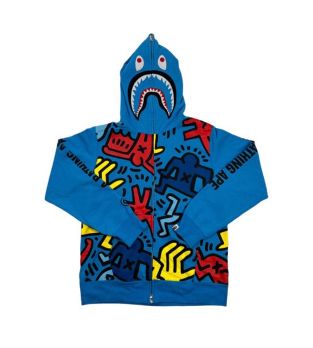 Bape Bape x Keith Haring Shark Hoodie Grailed