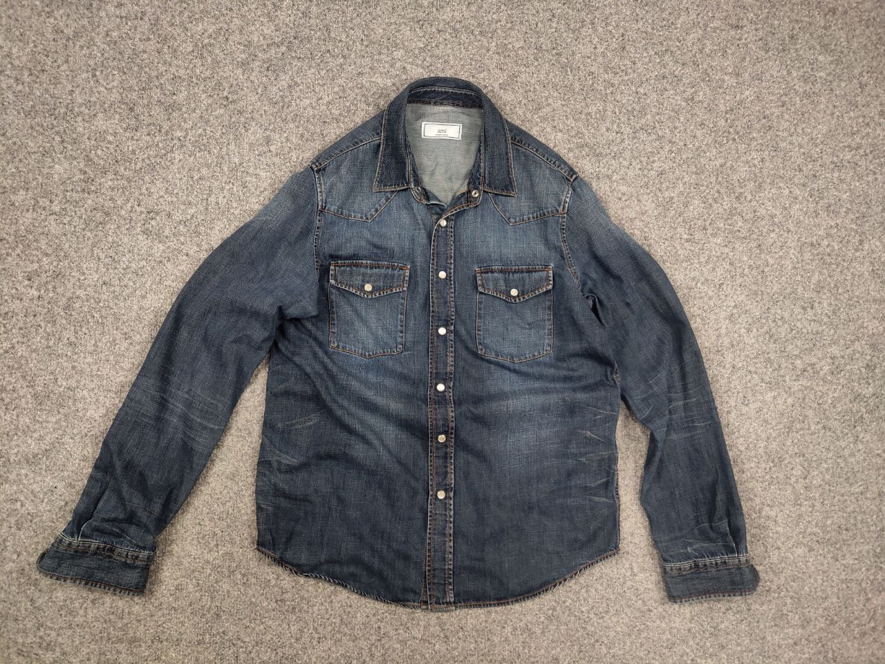 AMI AMI Alexandre Mattiussi Design Blue Denim Faded Mens Shirt Size US M / EU 48-50 / 2 - 10 Thumbnail