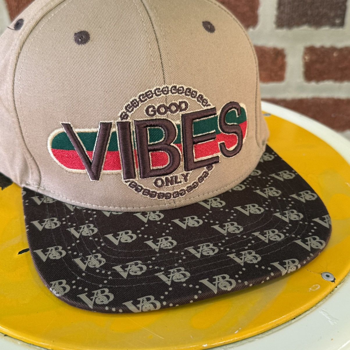 Vintage Top Level Good Vibes Only Snapback Hat Tan Brown Red Green Size ONE SIZE - 2 Thumbnail