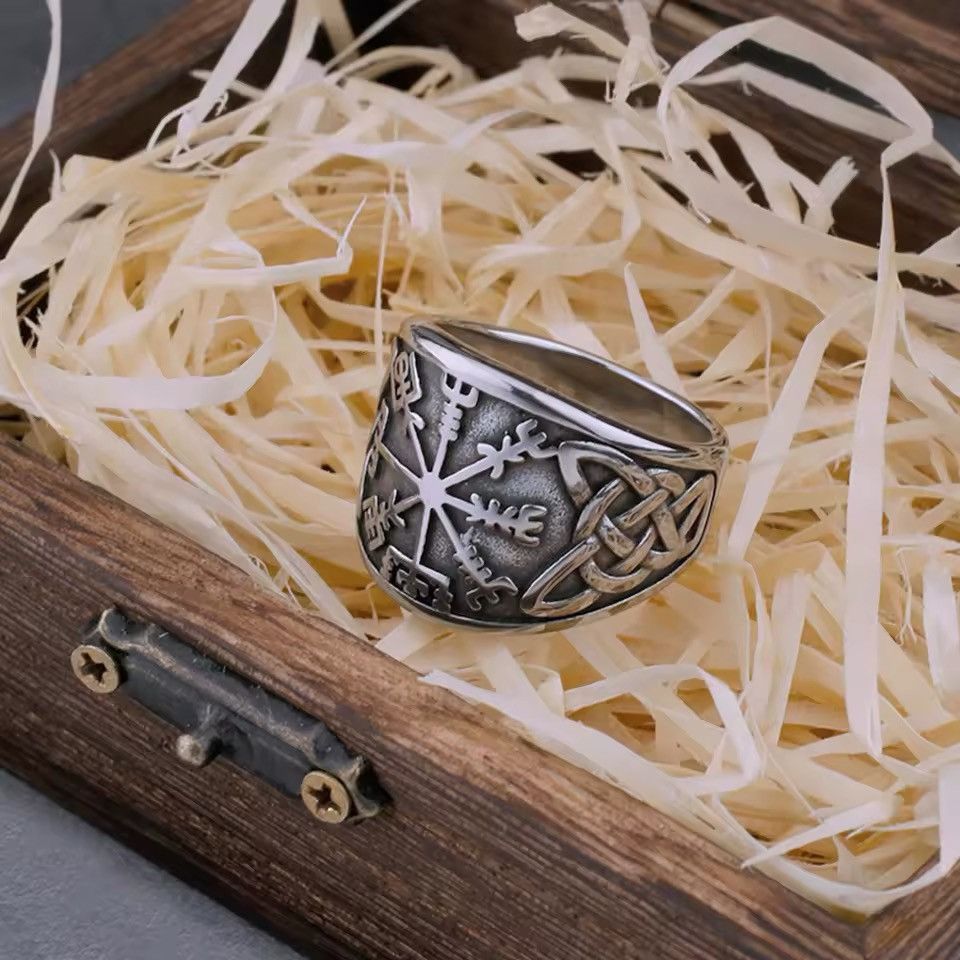 Jewelry × Vintage Compass Rune Stainless Steel Ring Size ONE SIZE - 3 Thumbnail