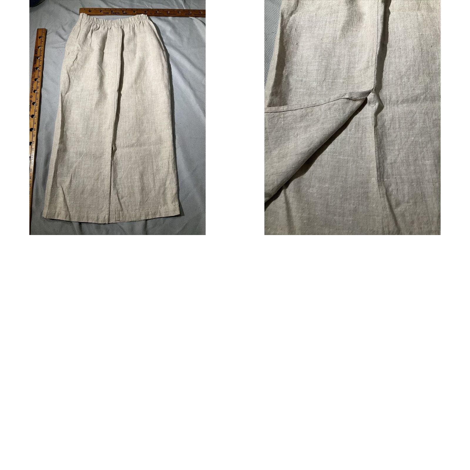Vintage VINTAGE Eggplant Skirt Womens US Size 2 Beige 100% Linen Pencil Button Elastic Waist Long Skirt Body/Workwear/Party Womens Size 26" / US 2 / IT 38 - 8 Thumbnail