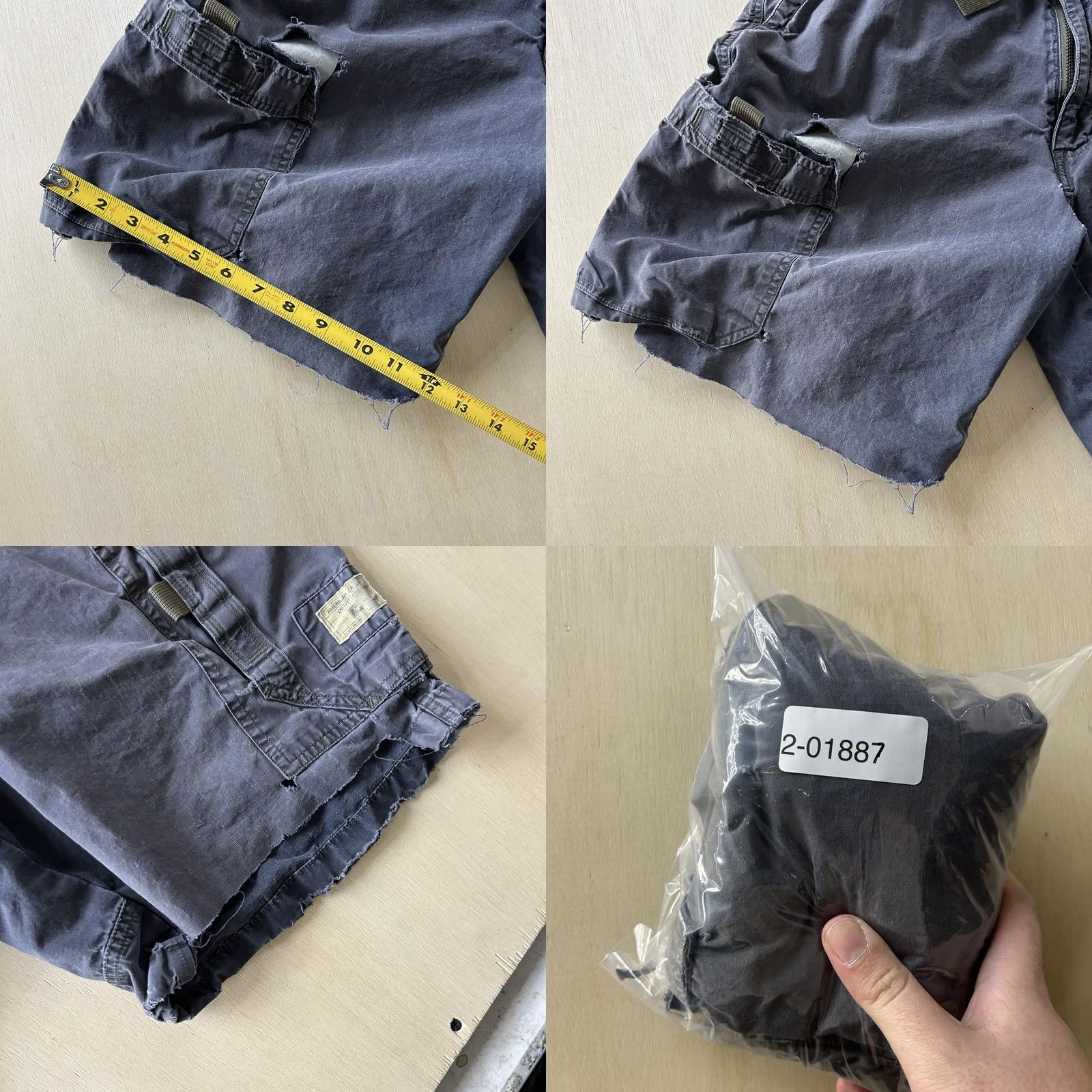 American Eagle Outfitters VINTAGE American Eagle Cargo Shorts Mens 33 Blue Canvas Distressed Cargo Pocket Shorts Relaxed Calf 11in Zip Mens Size US 33 - 9 Thumbnail