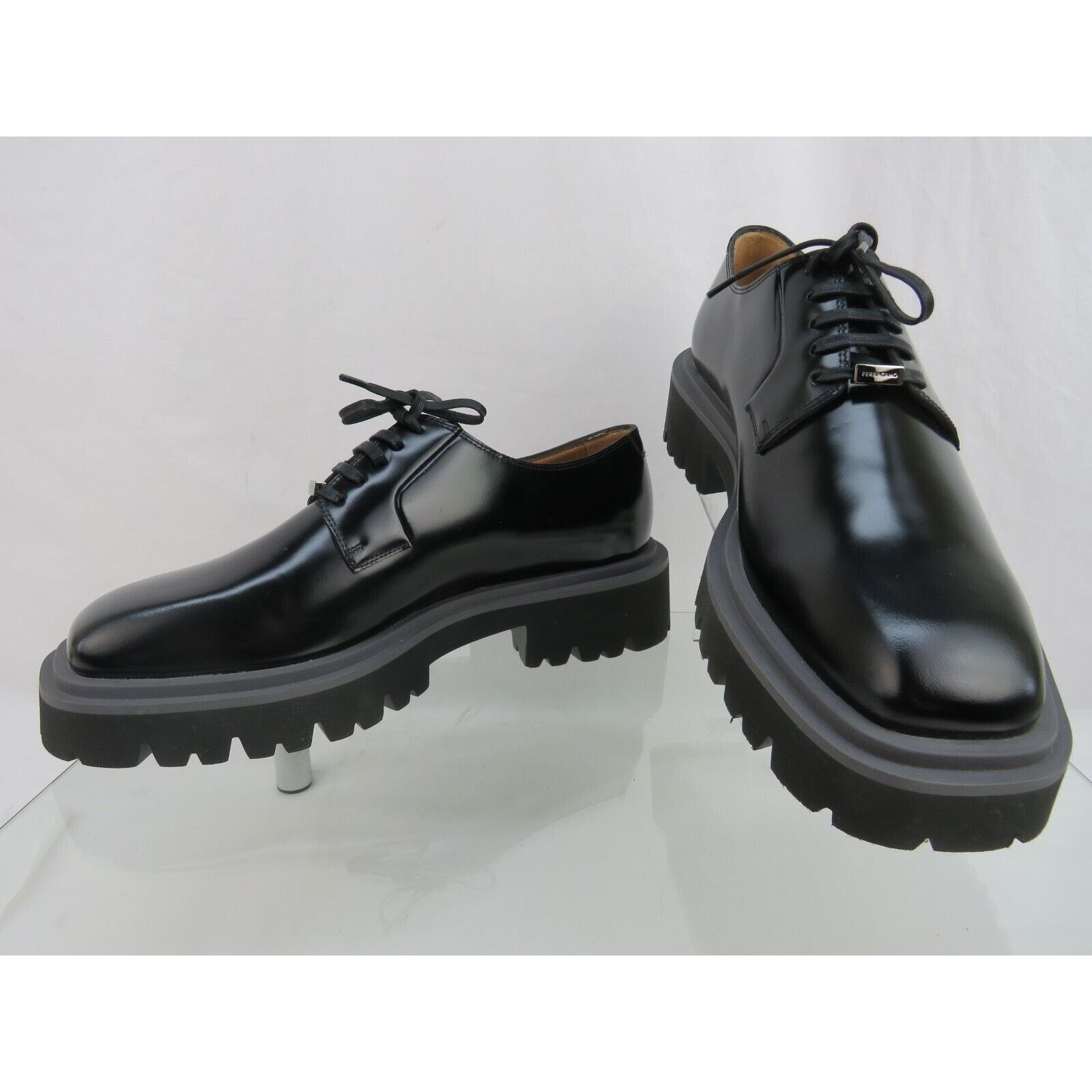 Salvatore Ferragamo FERRAGAMO FLICKER BLACK LEATHER LOGO LUG SOLE OXFORDS 11 M Size US 12 / EU 45 - 8 Thumbnail