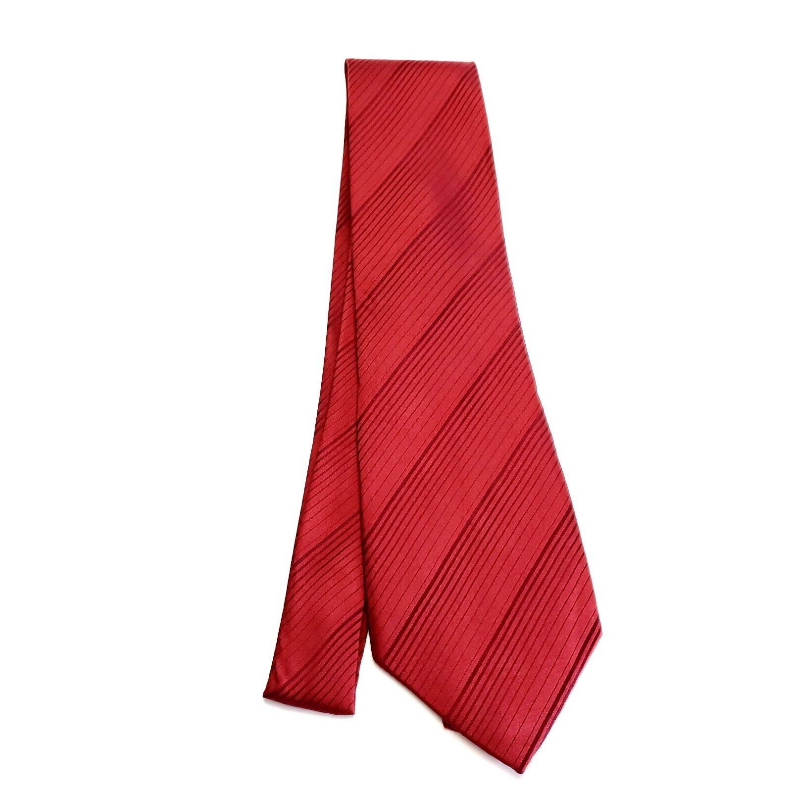 Van Heusen Van Heusen Red Silk Tie Woven Striped Short Size ONE SIZE - 5 Thumbnail