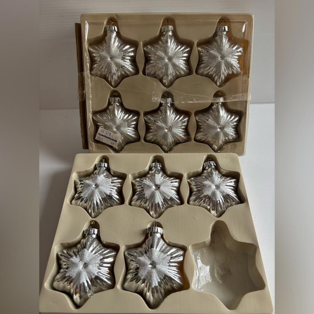 Designer 11 Vintage Christmas Star Mica Glass Ornaments Size ONE SIZE - 1 Thumbnail
