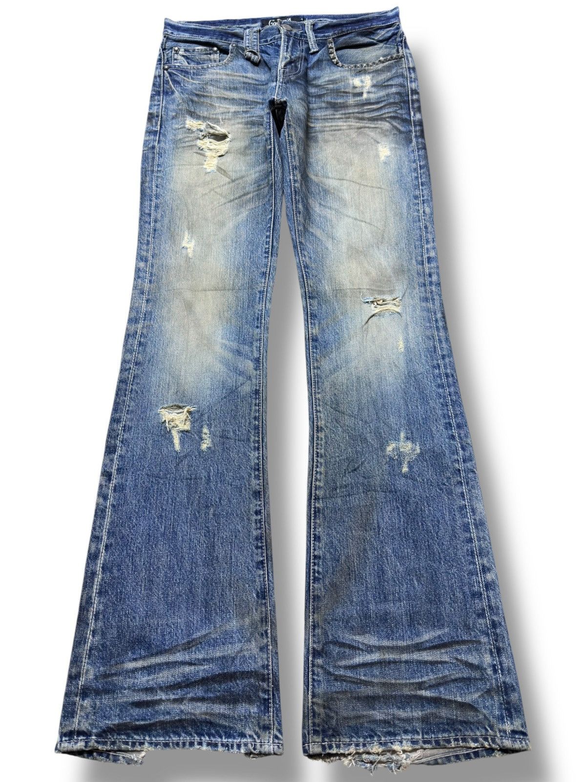 Hysteric Glamour Vintage Cavaria Flare Whiskers Studded Distressed Denim Size US 30 / EU 46 - 1 Thumbnail
