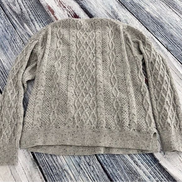 J.Crew J. Crew Speckled Gray Fisherman Cable Knit Oversized Sweater Size L / US 10 / IT 46 - 5 Thumbnail