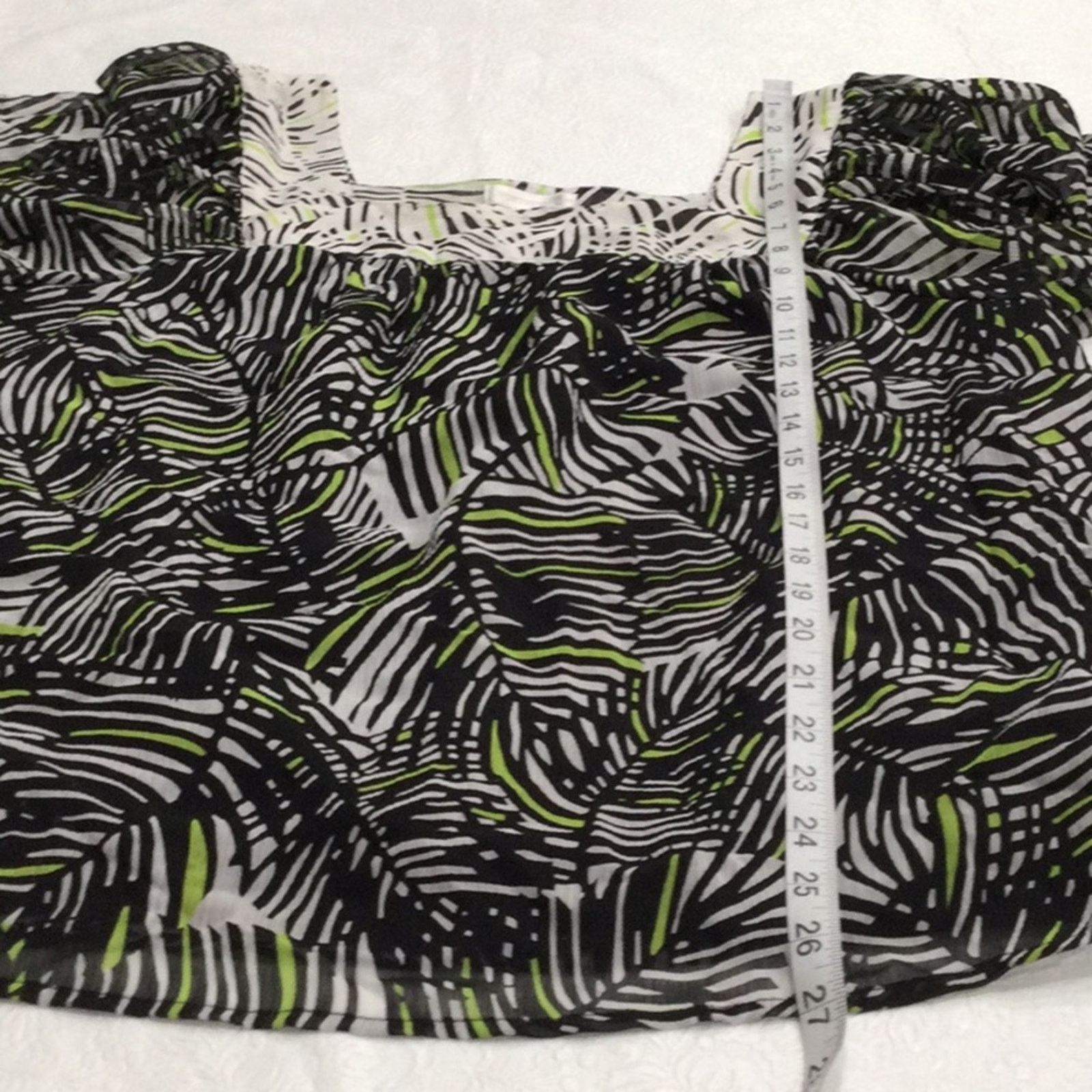 Worthington Worthington Foliage Print Flutter Sleeve Square Neck Top L Size L / US 10 / IT 46 - 12 Thumbnail