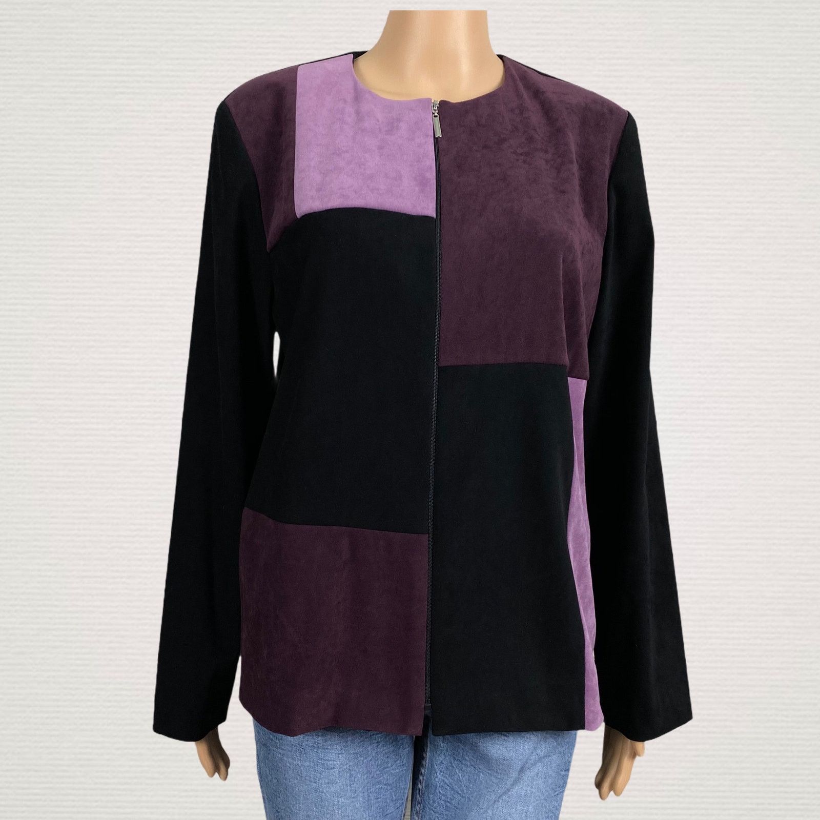 Other VTG JM Collections Purple Colorblock Faux Suede Blazer SZ 8 Size M / US 6-8 / IT 42-44 - 1 Thumbnail