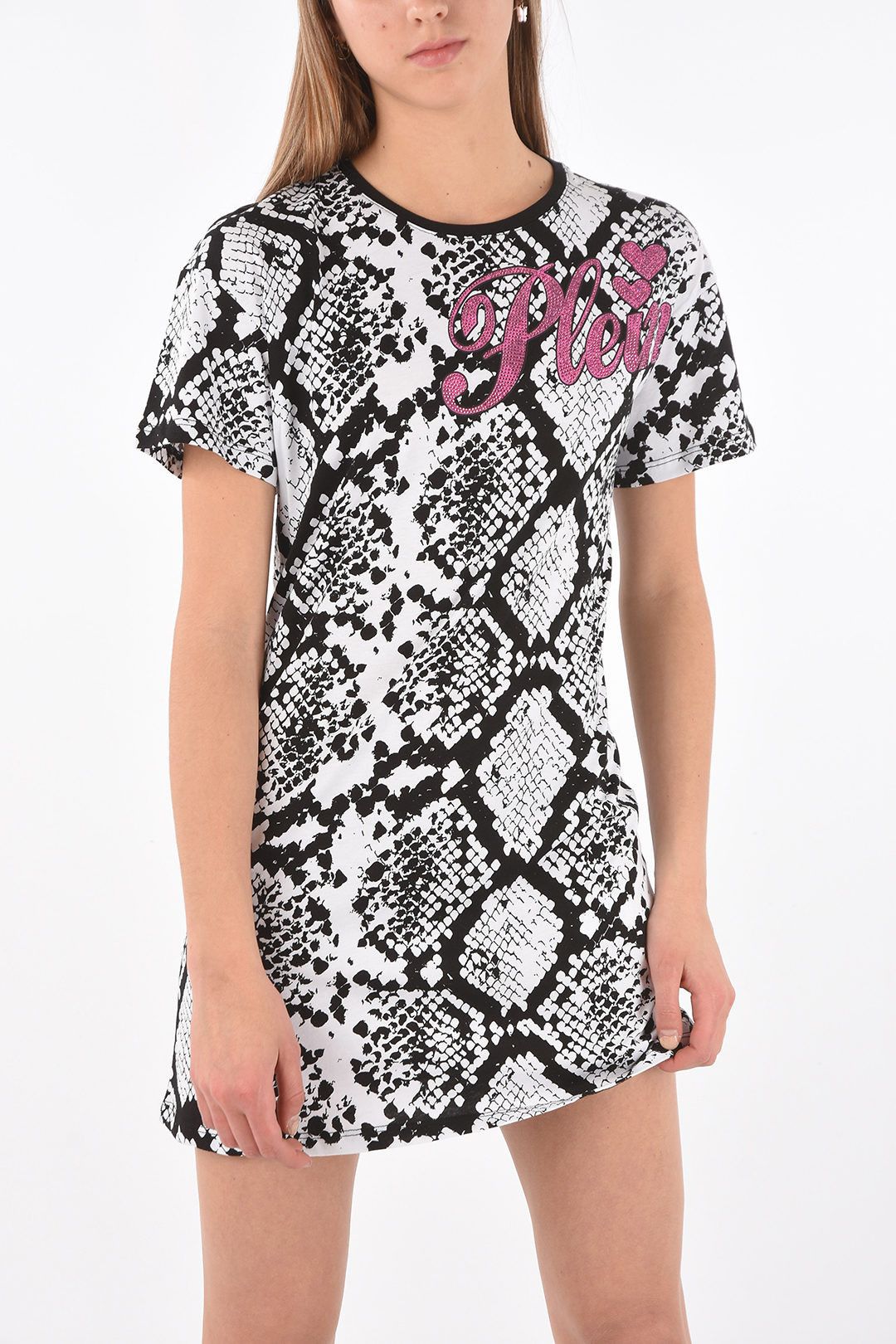 Philipp Plein og1mm0824 Crew Neck Python Printed Tee Dress Size XS / US 0-2 / IT 36-38 - 4 Thumbnail