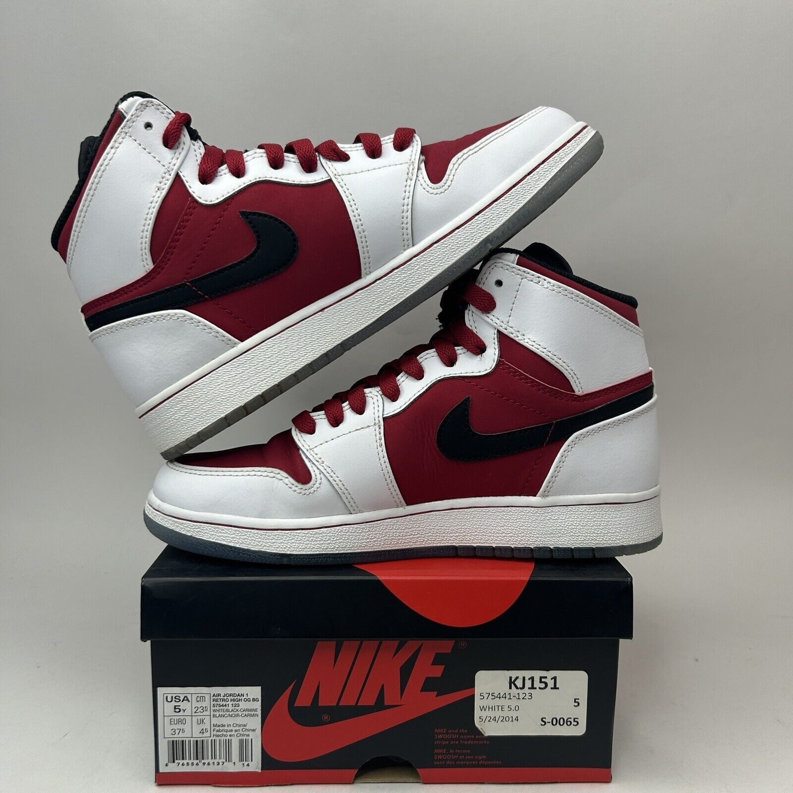 Nike Nike Shoes Air Jordan Retro 1 High OG BG “Carmine/Red White” Size US 6.5 / IT 36.5 - 3 Thumbnail