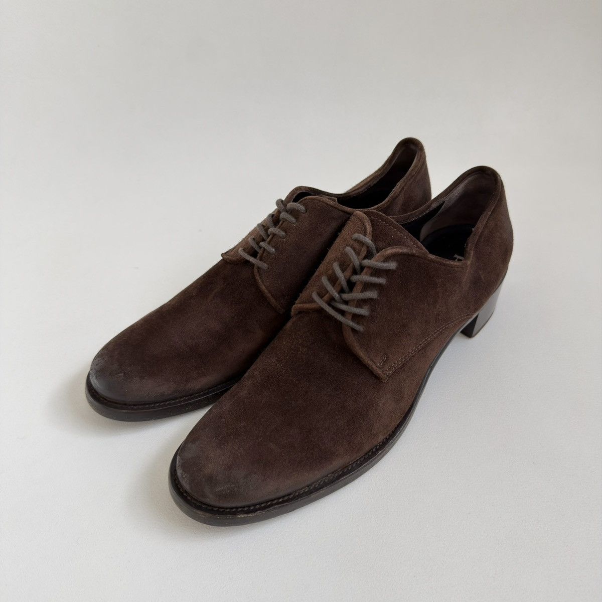 Prada Brown Suede Burnished Tips Shoes Size US 7 / IT 37 - 5 Thumbnail