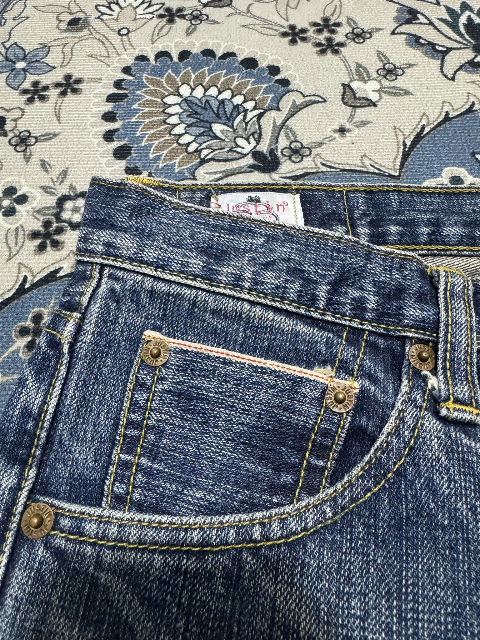 Japanese Brand × Justin Vintage Justin USA Selvadge Jeans Distress Ripped Jeans Size US 29 - 9 Thumbnail