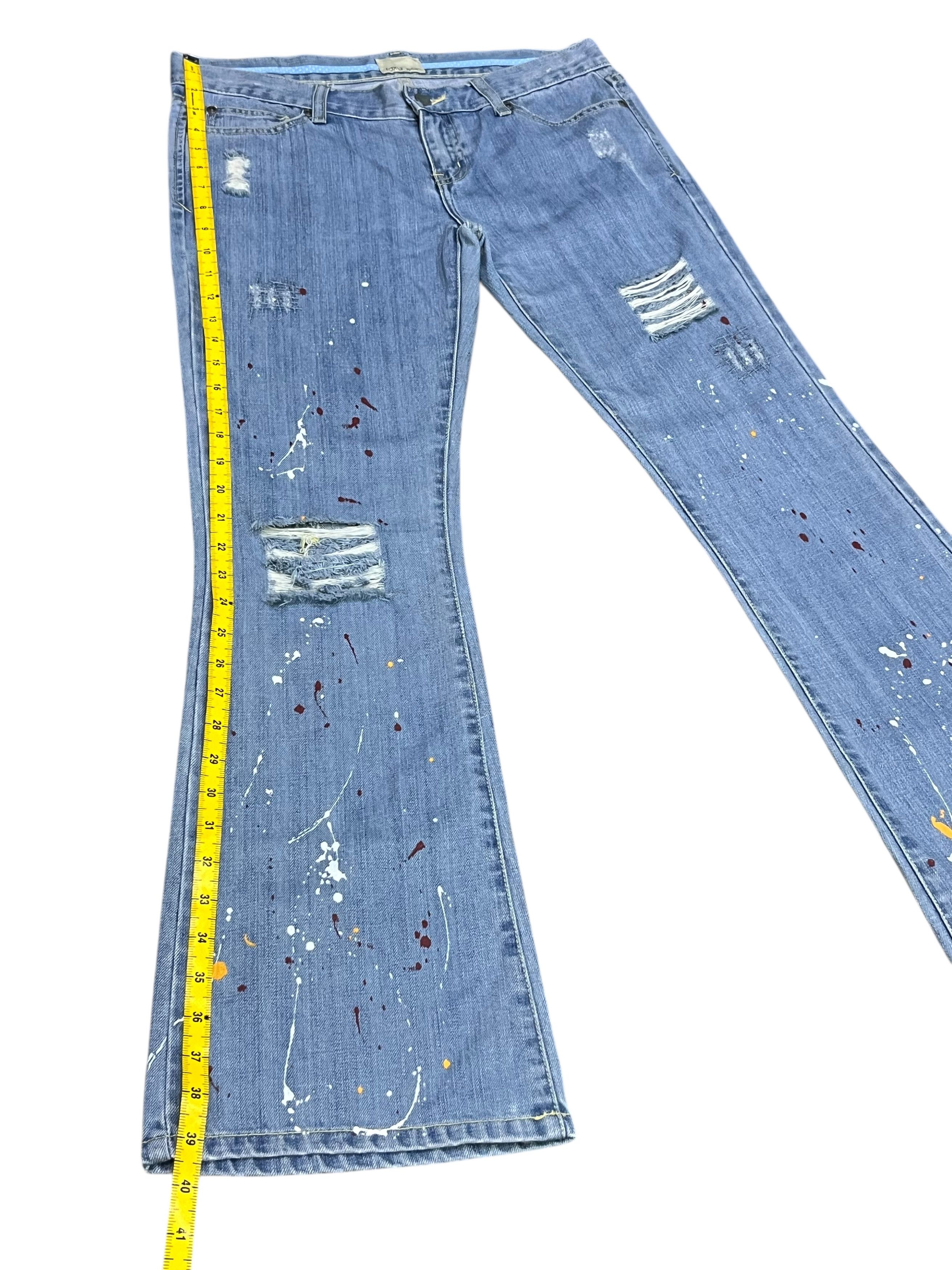 Quiksilver DOPE🔥ROXY Paint Splatter Ripped Vintage Flare Denim Size 31" - 4 Thumbnail