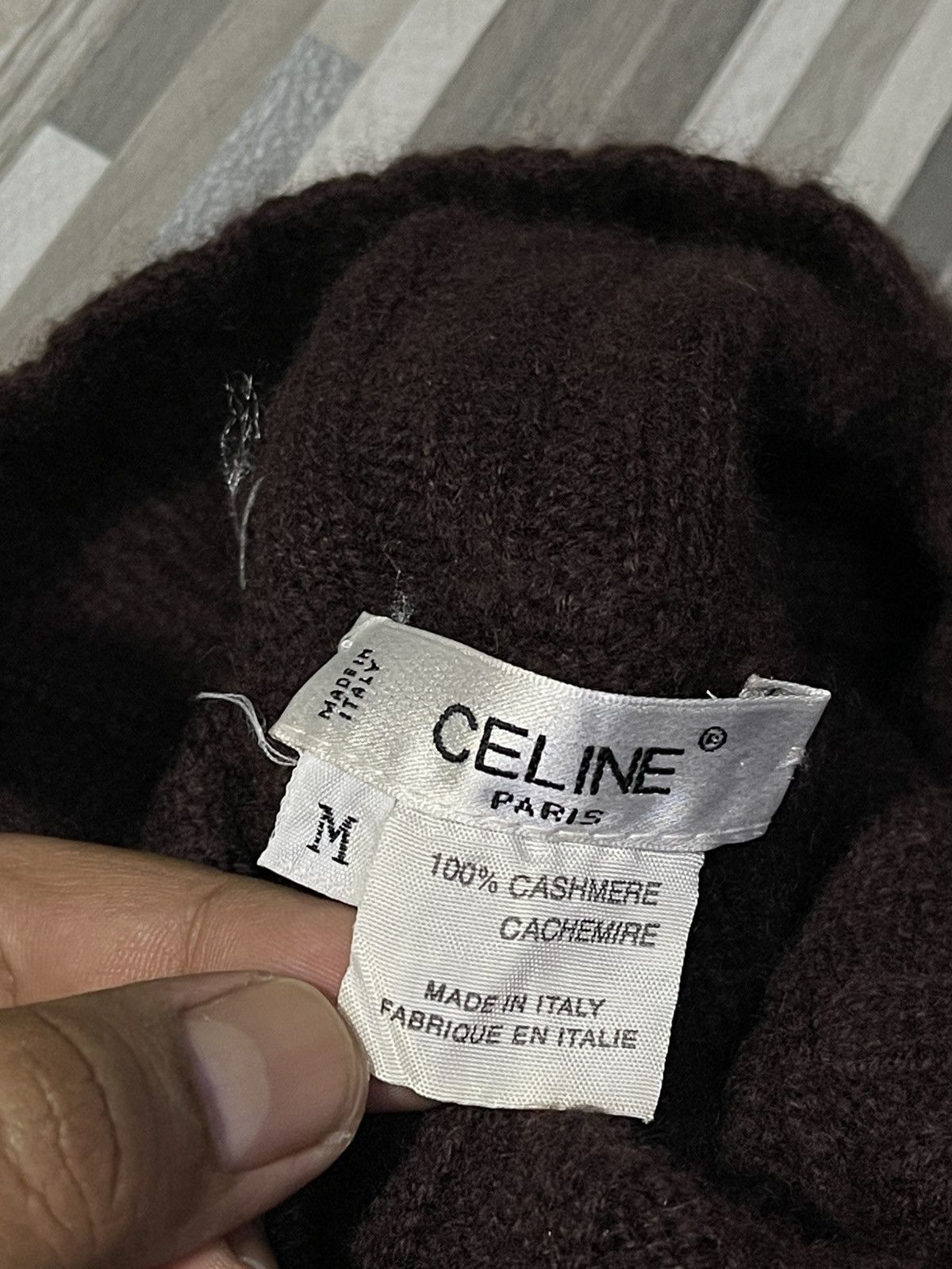 Celine × Vintage Vintage Celine Brown Wool Short Sleeve Turtleneck Size US M / EU 48-50 / 2 - 3 Thumbnail