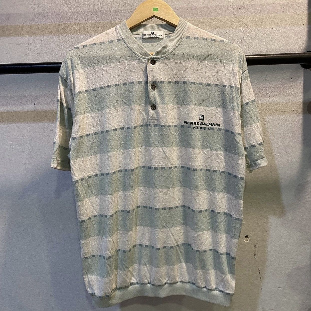 VINTAGE‼️Pierre Balmain striped Henley polo shirt - Main Image