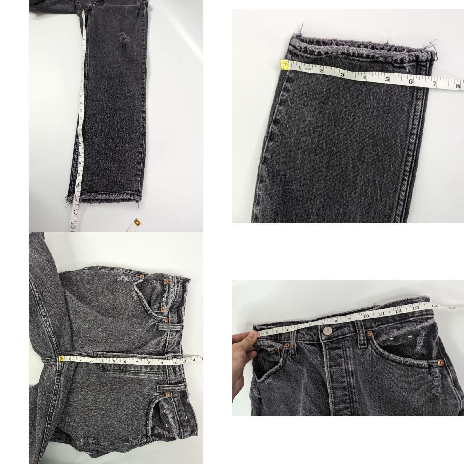 Abercrombie & Fitch Abercrombie & Fitch Jeans Women Distressed High Rise Dad - 27 Black Regular Denim Button Straight Size 27 4s Size 27" / US 4 / IT 40 - 8 Thumbnail