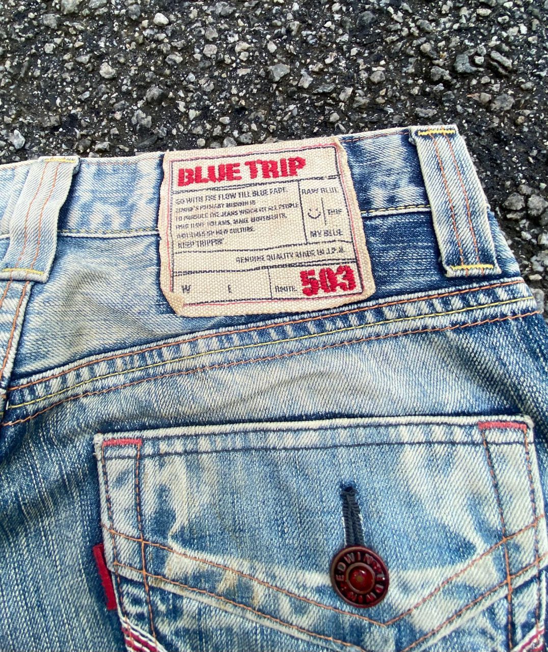 Edwin 💥FLARE💥VINTAGE EDWIN 503 BLUE DISTRESSED DENIM Denim Size US 31 - 12 Thumbnail