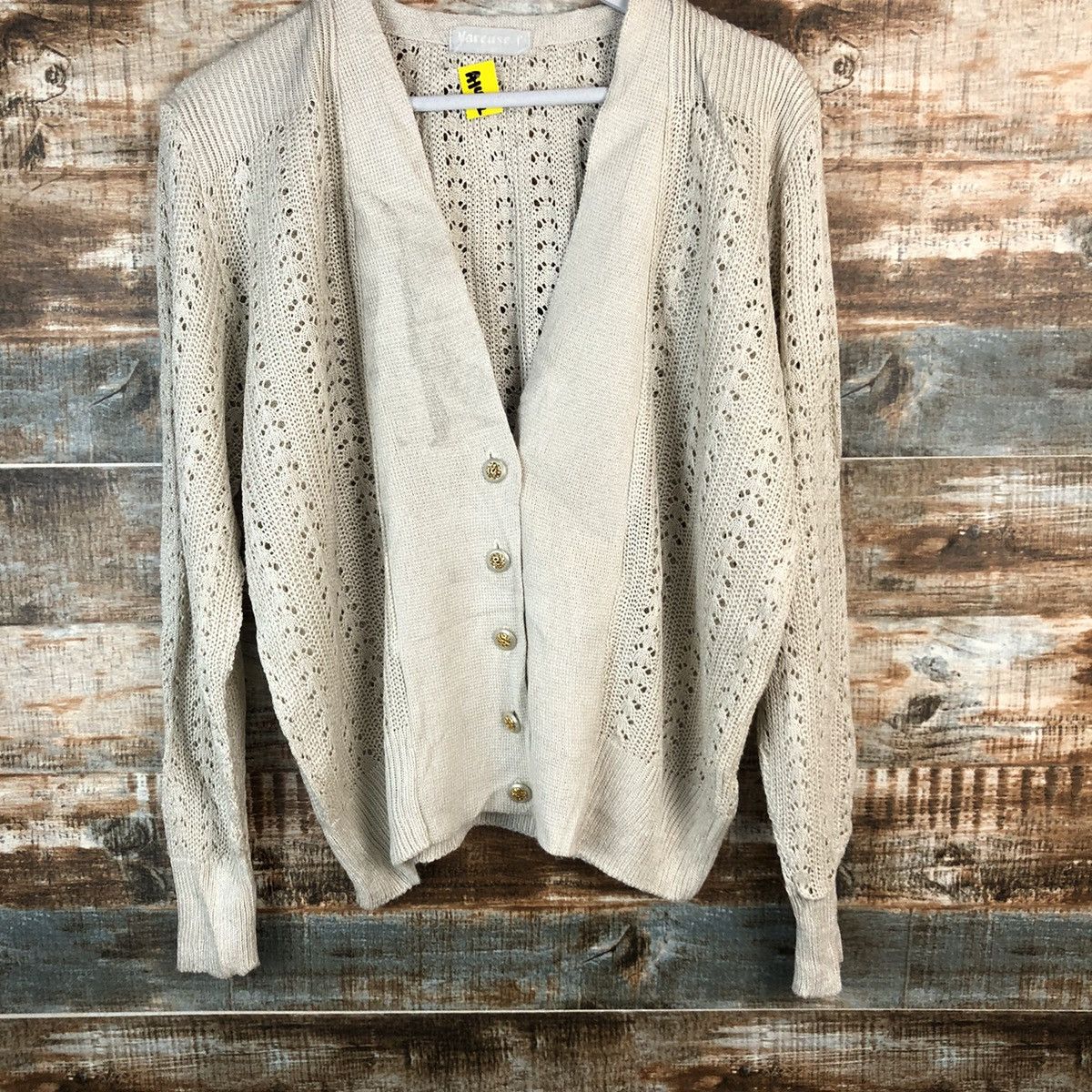 Japanese Brand Vareuse Brown Cardigan crochet Knitwear #A1472 Size L / US 10 / IT 46 - 3 Thumbnail
