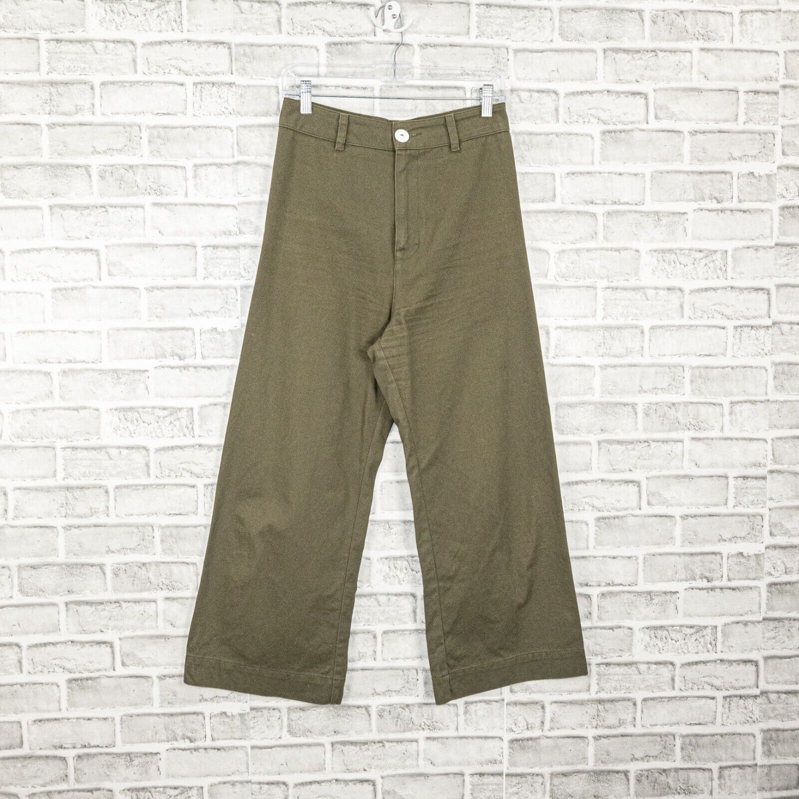 Staud STAUD Women's Wide Leg Crop Pants in Olive Green Size Medium Size 28" / US 6 / IT 42 - 1 Thumbnail