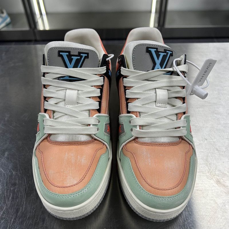 Louis Vuitton Louis Vuitton Trainer Low-Top Sneakers, Orange & Green - Size US 7 / EU 40 - 2 Thumbnail