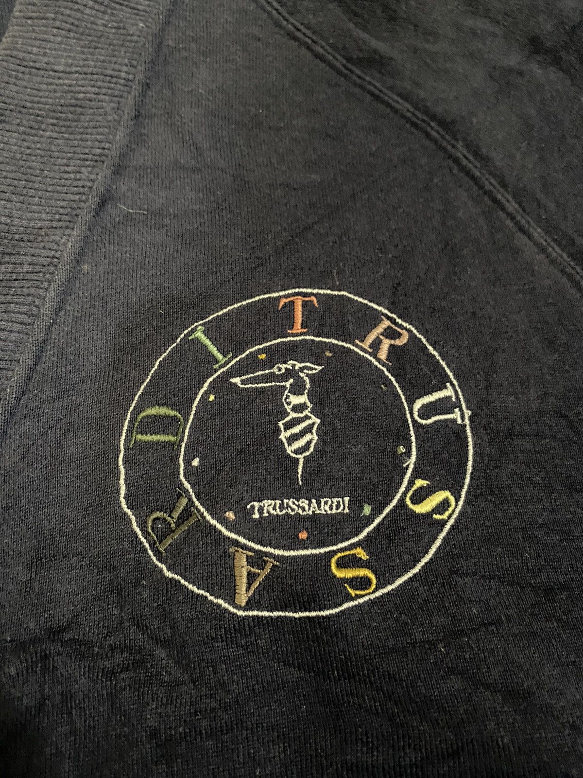Trussardi × Vintage Vintage Trussardi Spellout Cardigan Sweatshirt Size US XL / EU 56 / 4 - 5 Thumbnail
