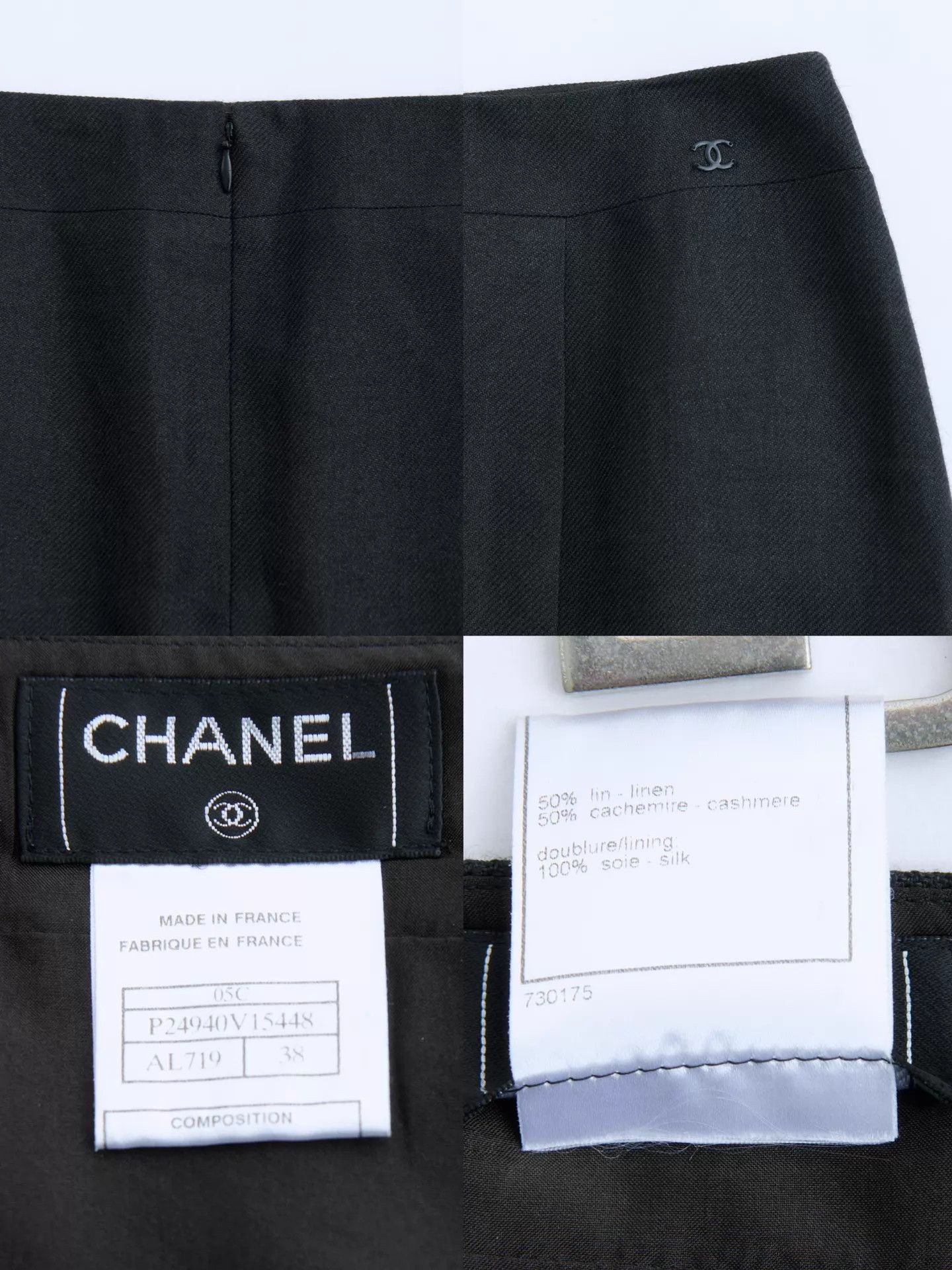 Chanel CHANEL 2004 Linen-Cashmere PencilSkirt Women's Black Size 27" / US 4 / IT 40 - 9 Thumbnail