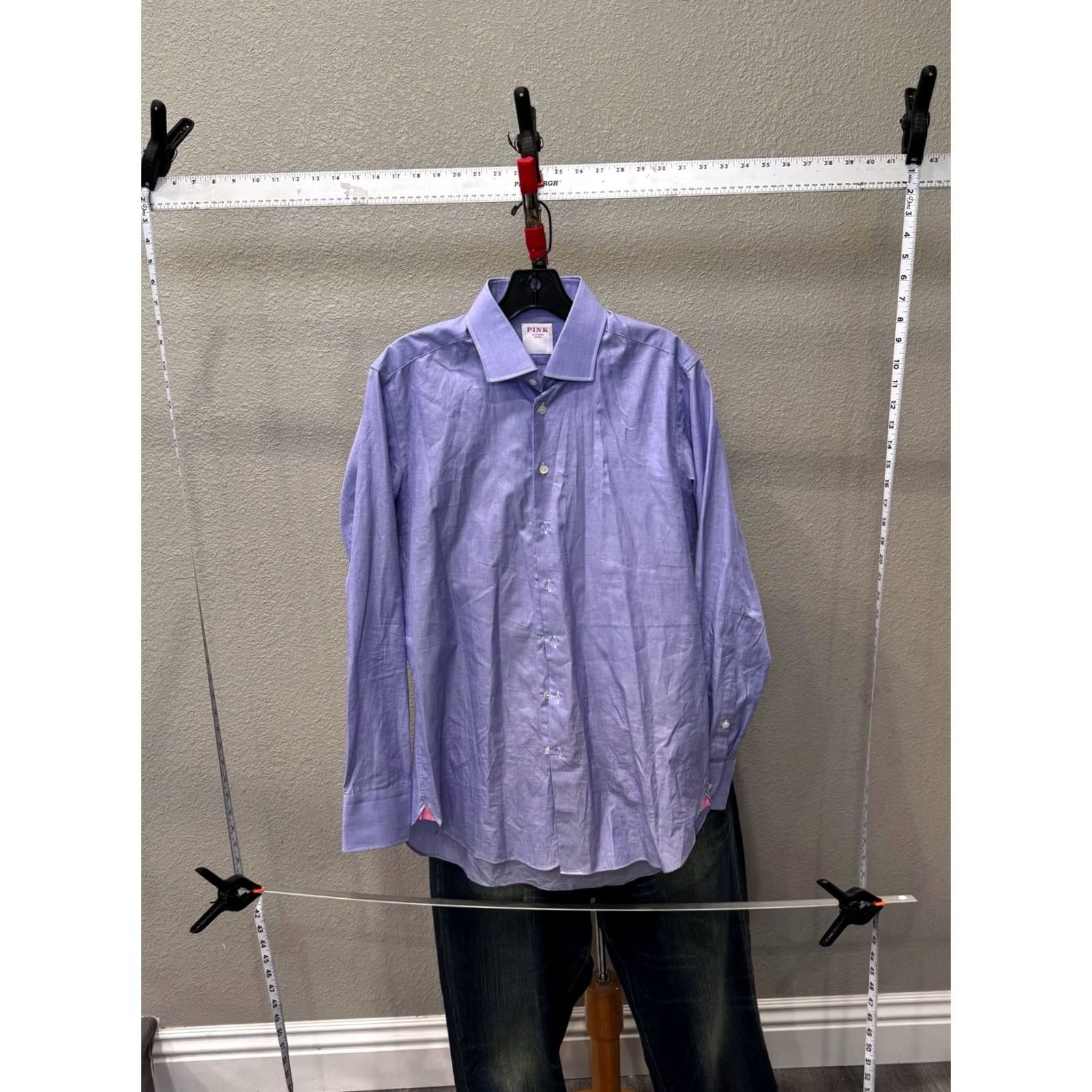 Pinko MINT Thomas Pink Blue LONG SLEEVE SHIRT Medium Slim 15.5 x 34 m Size US M / EU 48-50 / 2 - 2 Thumbnail