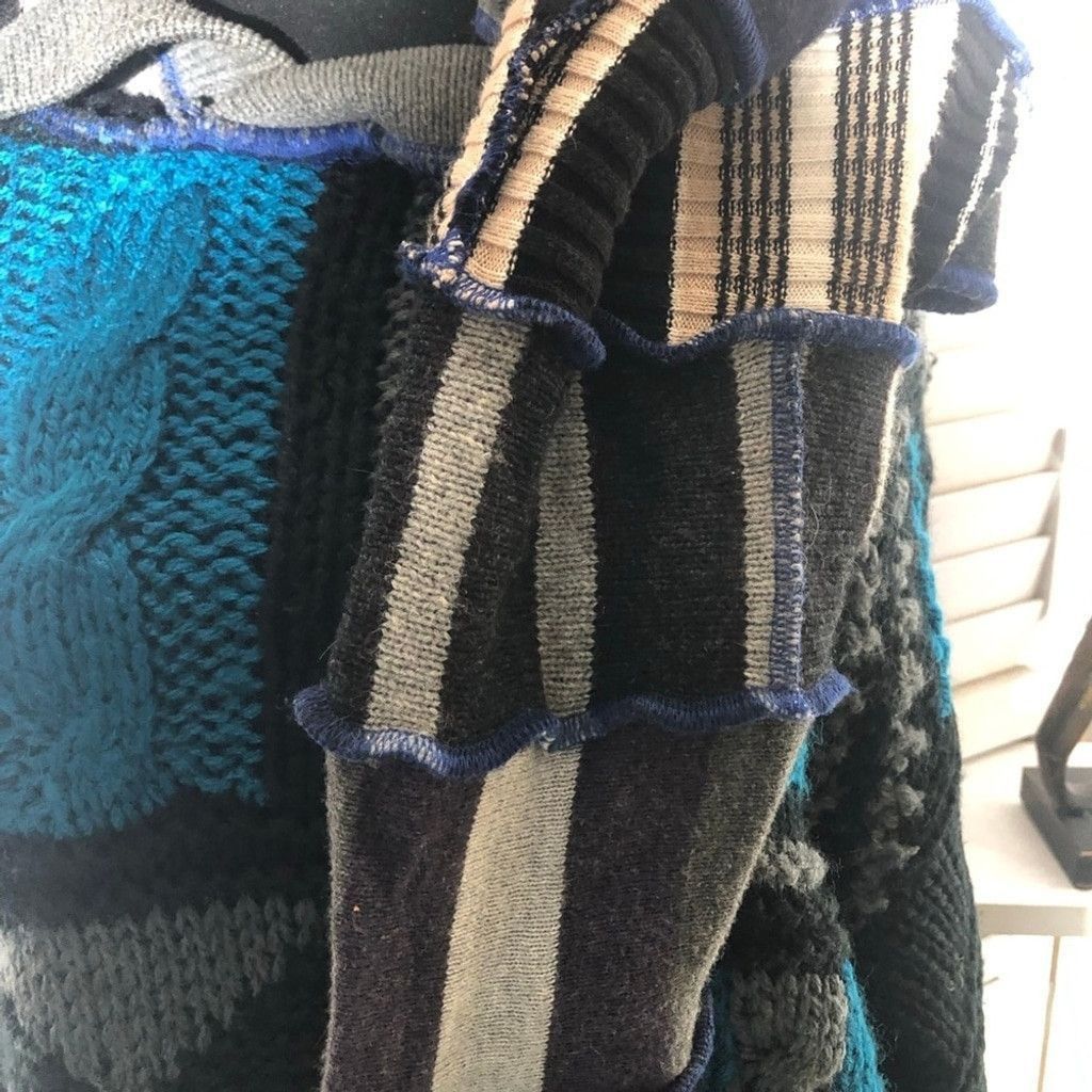 The Unbranded Brand Patch Knitted Sweater Upcycled Fairy Elf Pointy Hood sz L Size L / US 10 / IT 46 - 8 Thumbnail