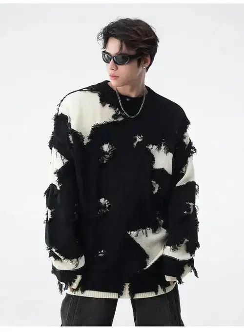 Japanese Brand × Vintage Retro hip hop star distressed oversized sweater knitwear Size US L / EU 52-54 / 3 - 4 Thumbnail