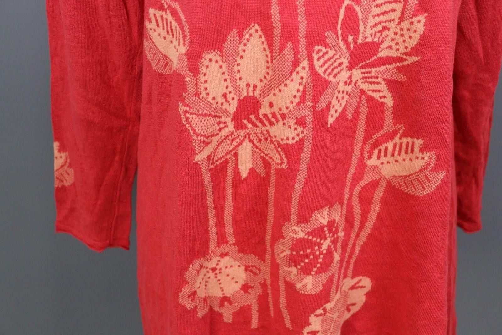 Designer Gudrun Sjoden Red Floral Midi Tunic Sweater Dress Size M Size M / US 6-8 / IT 42-44 - 5 Thumbnail