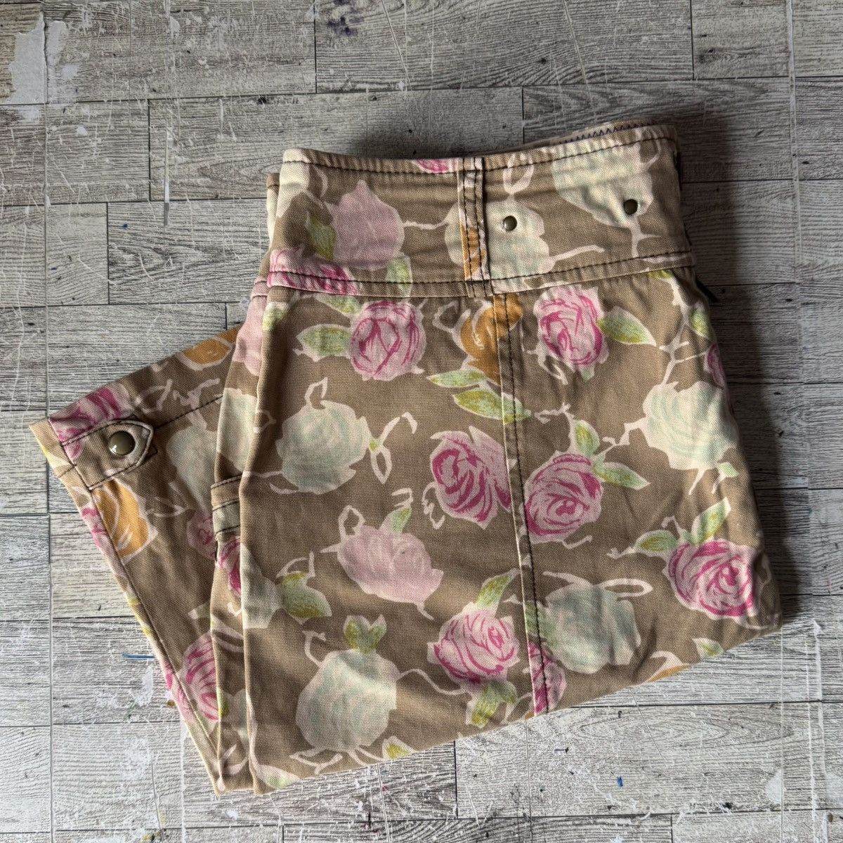 Vintage Hei Hei, Vintage, Khaki/Tan, Floral Midi Skirt Size 34" / US 12 / IT 48 - 10 Thumbnail