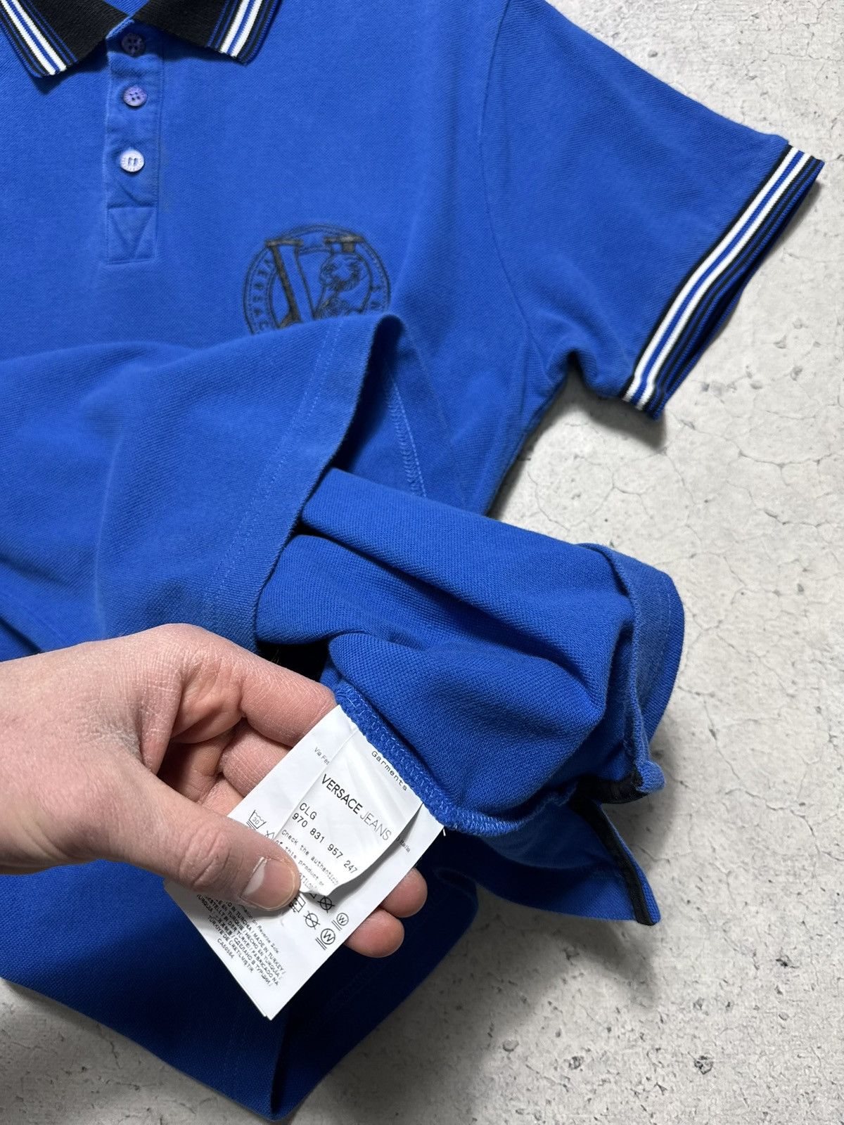 Versace Jeans Couture Versace Jeans Big Logo Luxury Polo Shirt Blue Size M Size US M / EU 48-50 / 2 - 10 Thumbnail