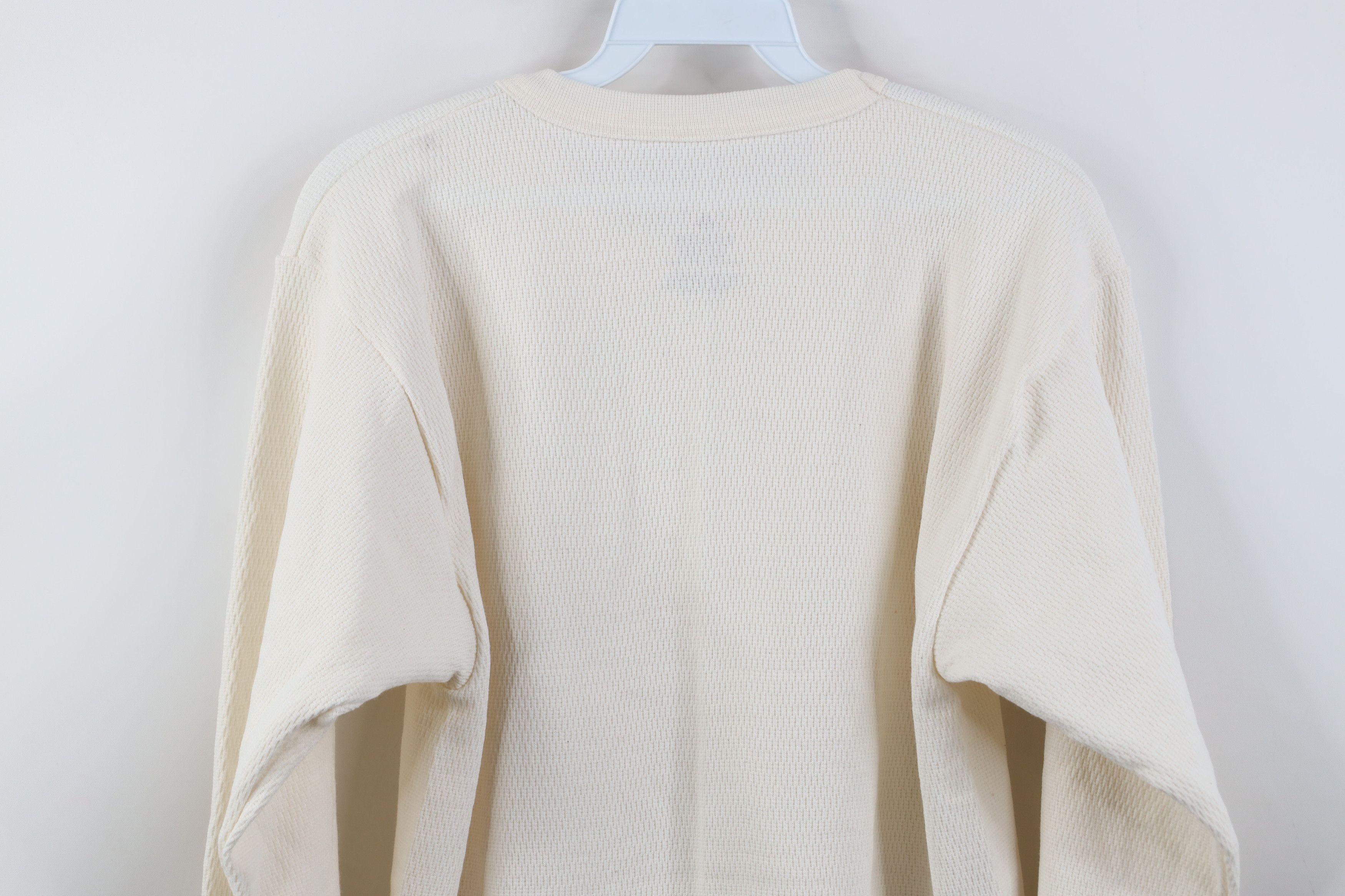 Vintage Vintage Y2K Streetwear Waffle Knit Long Sleeve T-Shirt Cream Size US XL / EU 56 / 4 - 8 Thumbnail
