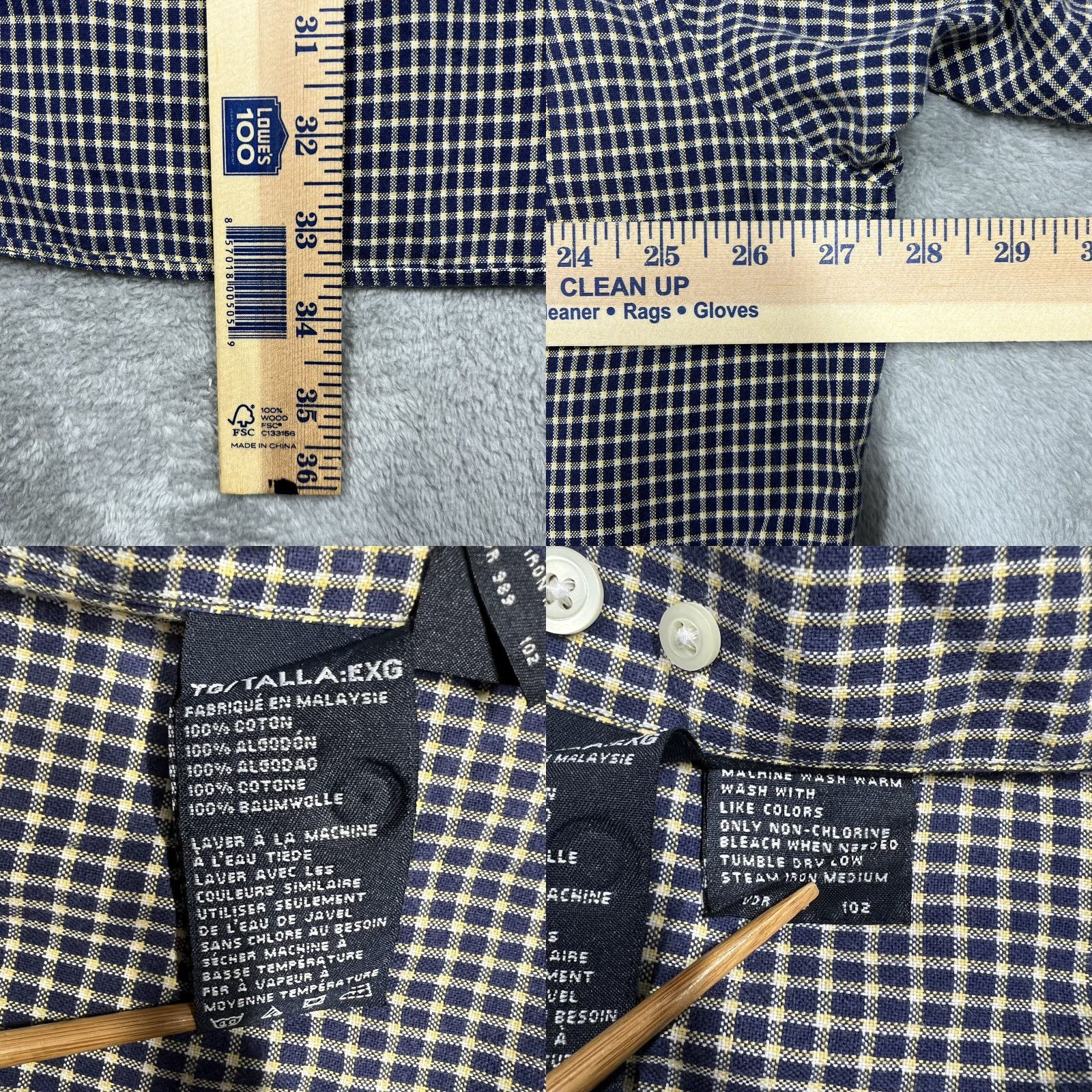 Nautica Nautica Shirt XL Button-Down Short Sleeve Navy Blue Yellow Checkered Multicolor Men Regular Fit Size US XL / EU 56 / 4 - 9 Thumbnail