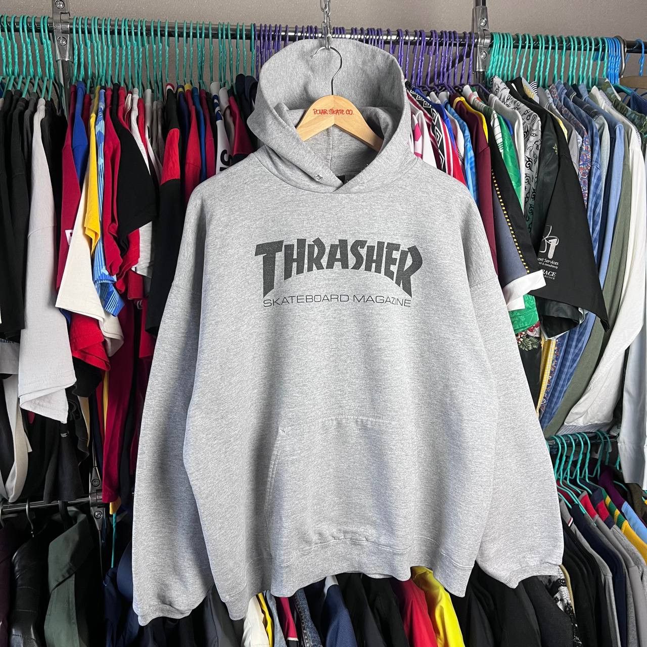 Thrasher Vintage Thrasher Skateboarding SK8 Gray Hoodie Box Fit Size US L / EU 52-54 / 3 - 3 Thumbnail