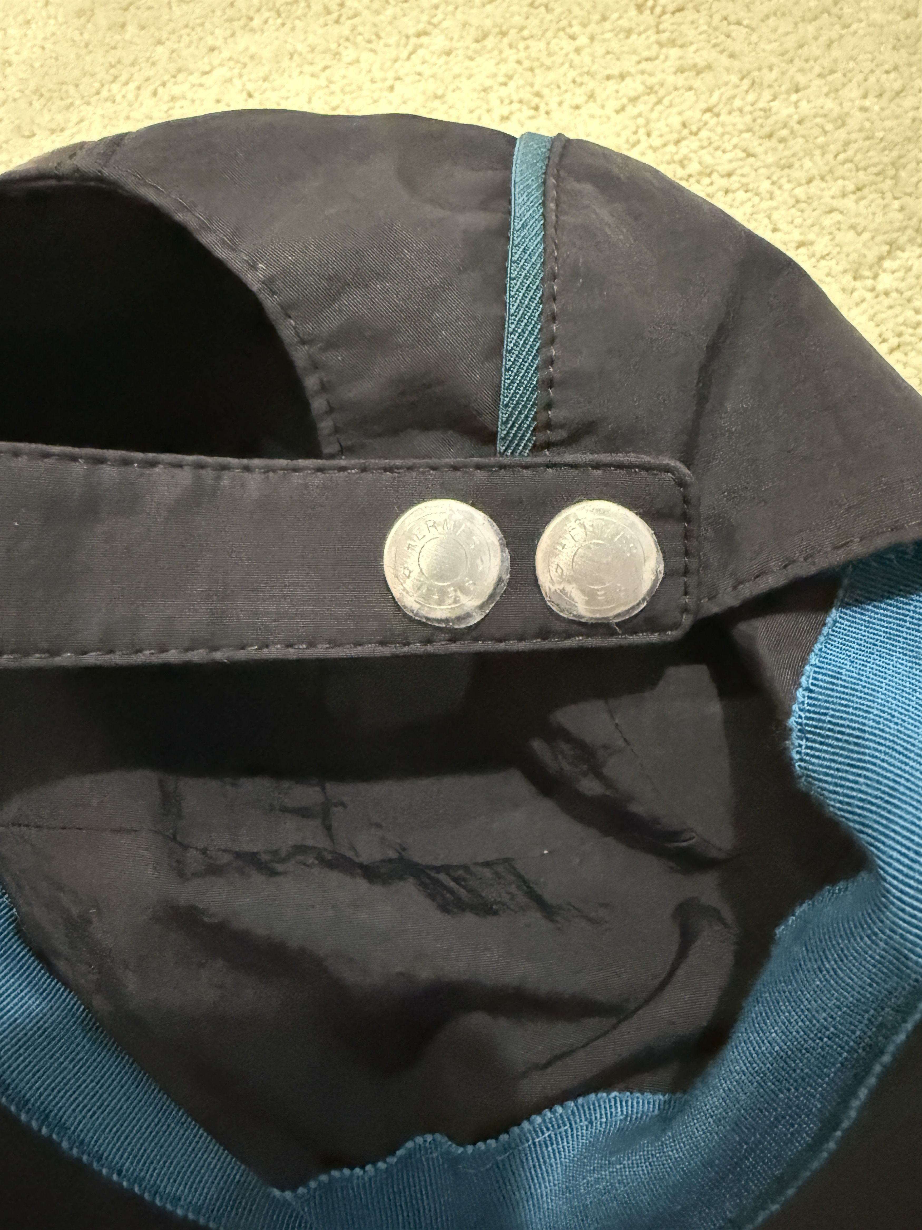 Hermes HERMES AUTHENTIC COTTON BLACK WITH BLUE TRIM NEVADA CAP Size ONE SIZE - 10 Thumbnail