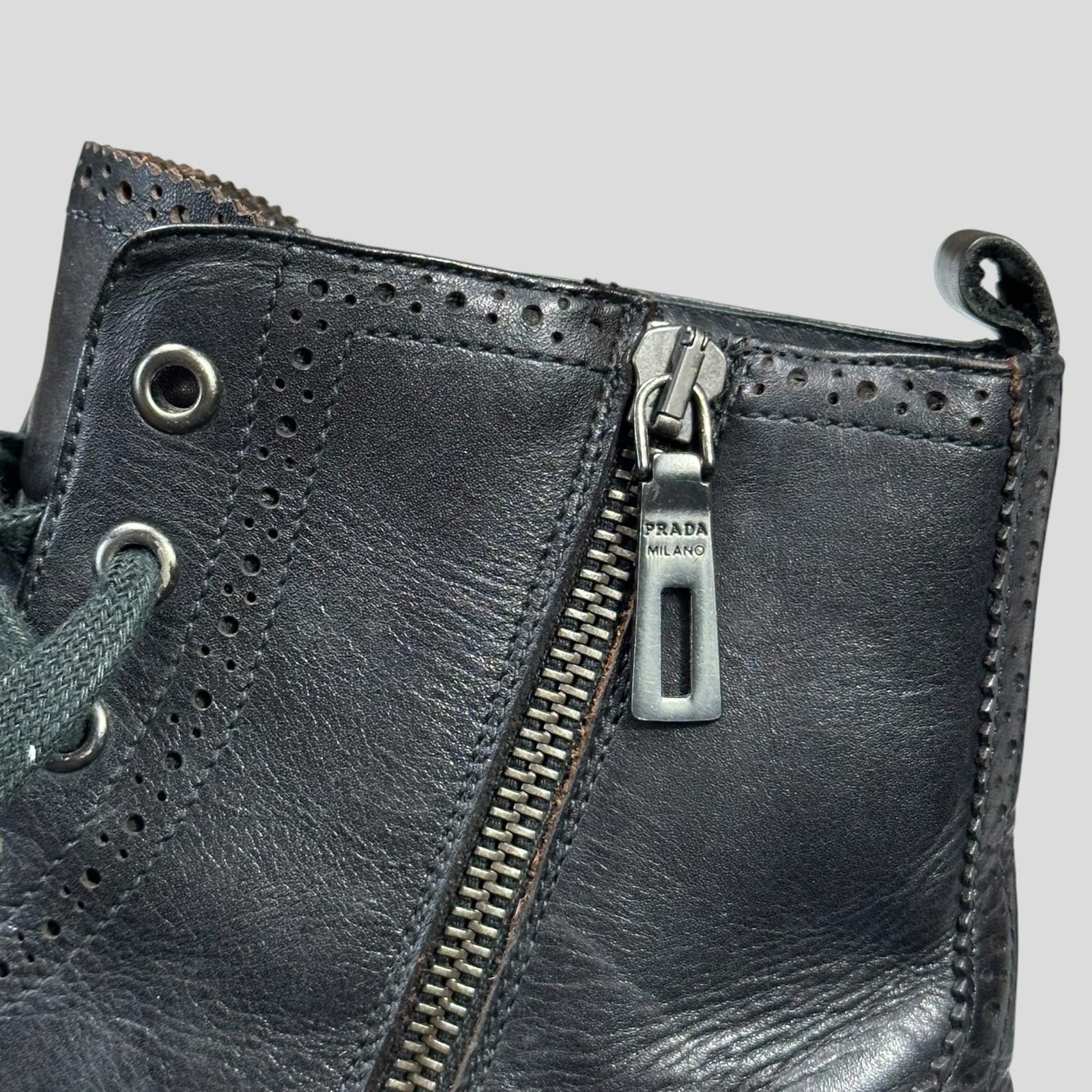Prada Prada Brogue Detailed Leather Combat Boots - UK7.5/8 Size US 8.5 / EU 41-42 - 6 Thumbnail