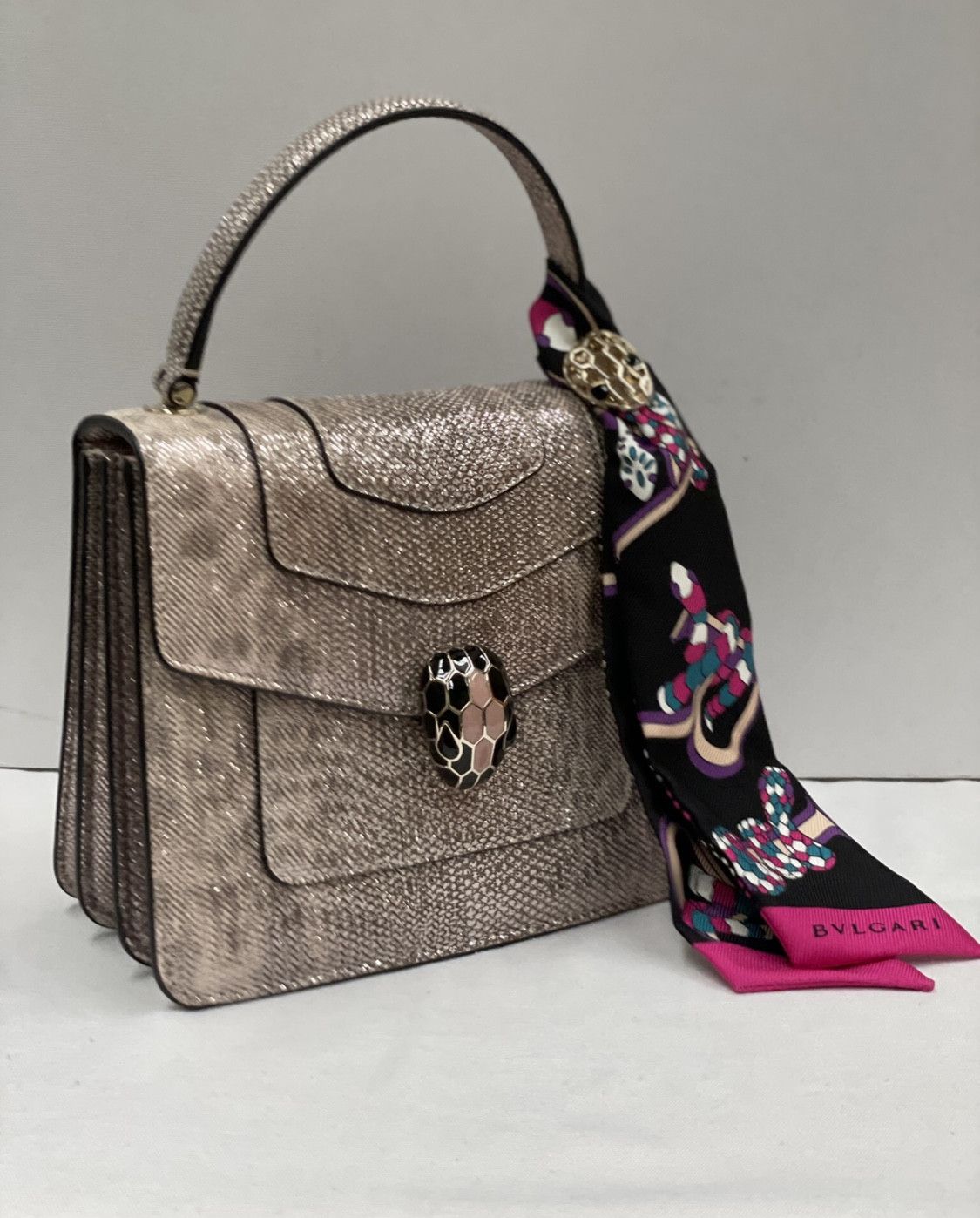 image of Bvlgari Serpenti Forever Top Handle in Beige, Women's