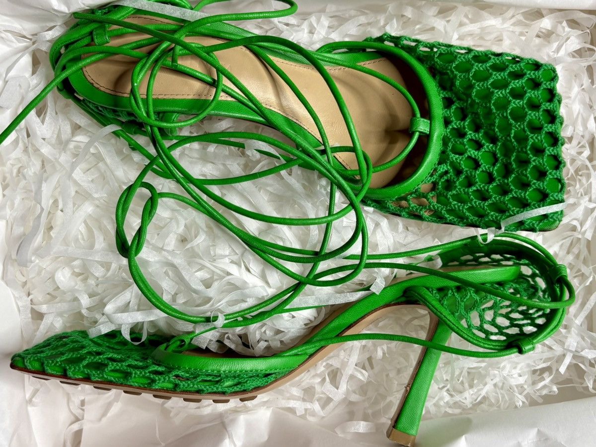 Bottega Veneta Lace-up Leather-trimmed Mesh Pumps In Green