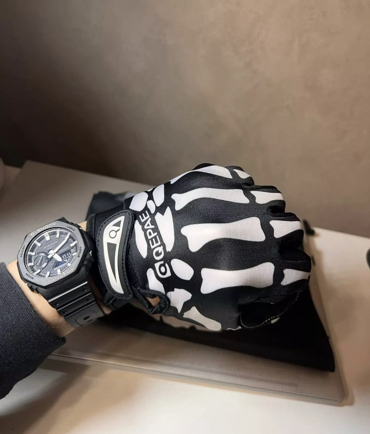 Jewelry Skeleton Gloves Hand Bones Goth Human Riding Winter BMX Size ONE SIZE - 4 Thumbnail