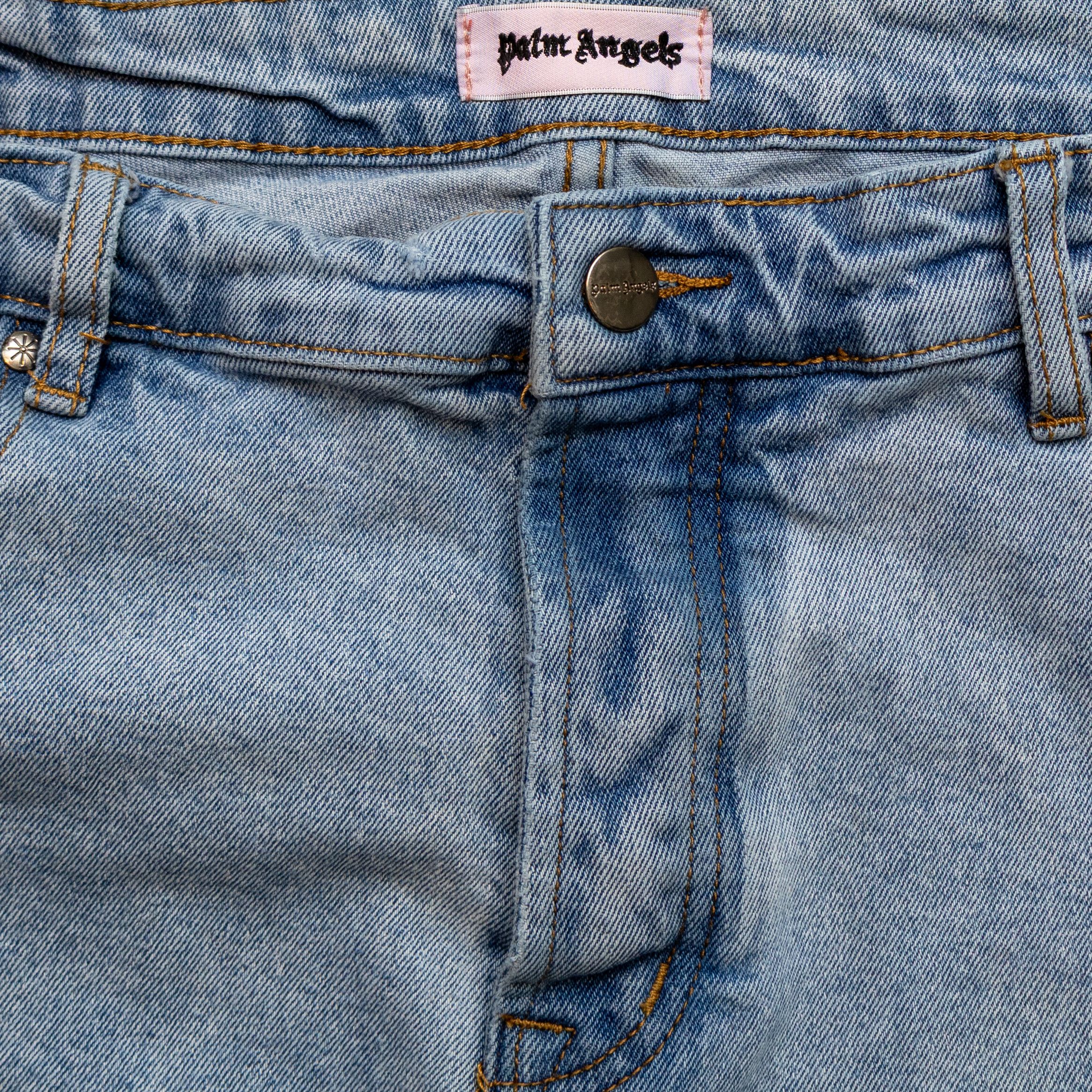 Palm Angels Palm Angels Light Wash Jeans – Gothic Logo Back – Size 38 Size US 38 / EU 54 - 4 Thumbnail