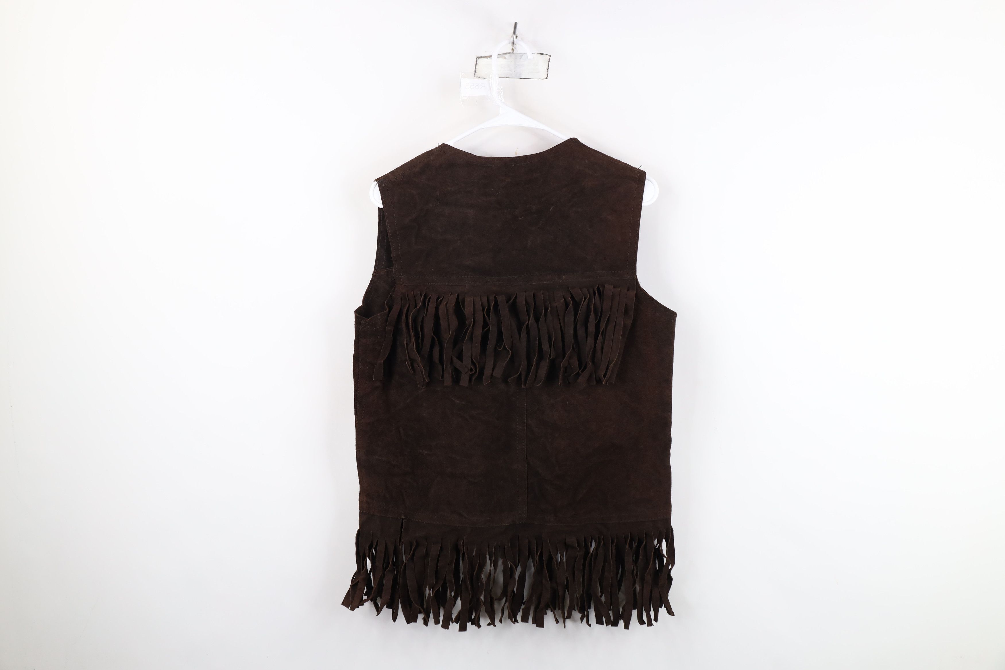 Vintage Vintage 60s 70s Boho Chic Fringed Suede Leather Vest USA Size L / US 10 / IT 46 - 12 Thumbnail