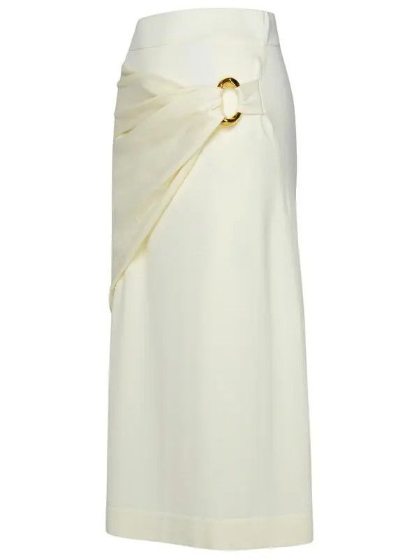 Jil Sander o1y1025 Midi Skirt in Ivory Size 26" / US 2 / IT 38 - 2 Thumbnail