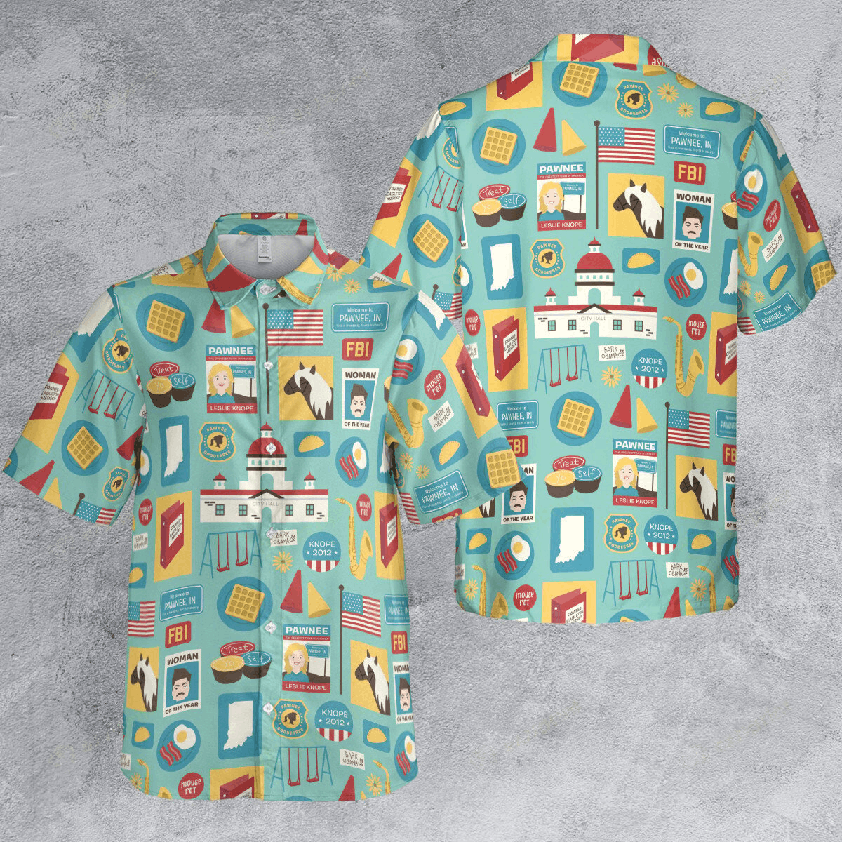 Designer × The Unbranded Brand Treat Yo Self Parks and Recreation Button Down Shirt Size US S / EU 44-46 / 1 - 4 Thumbnail