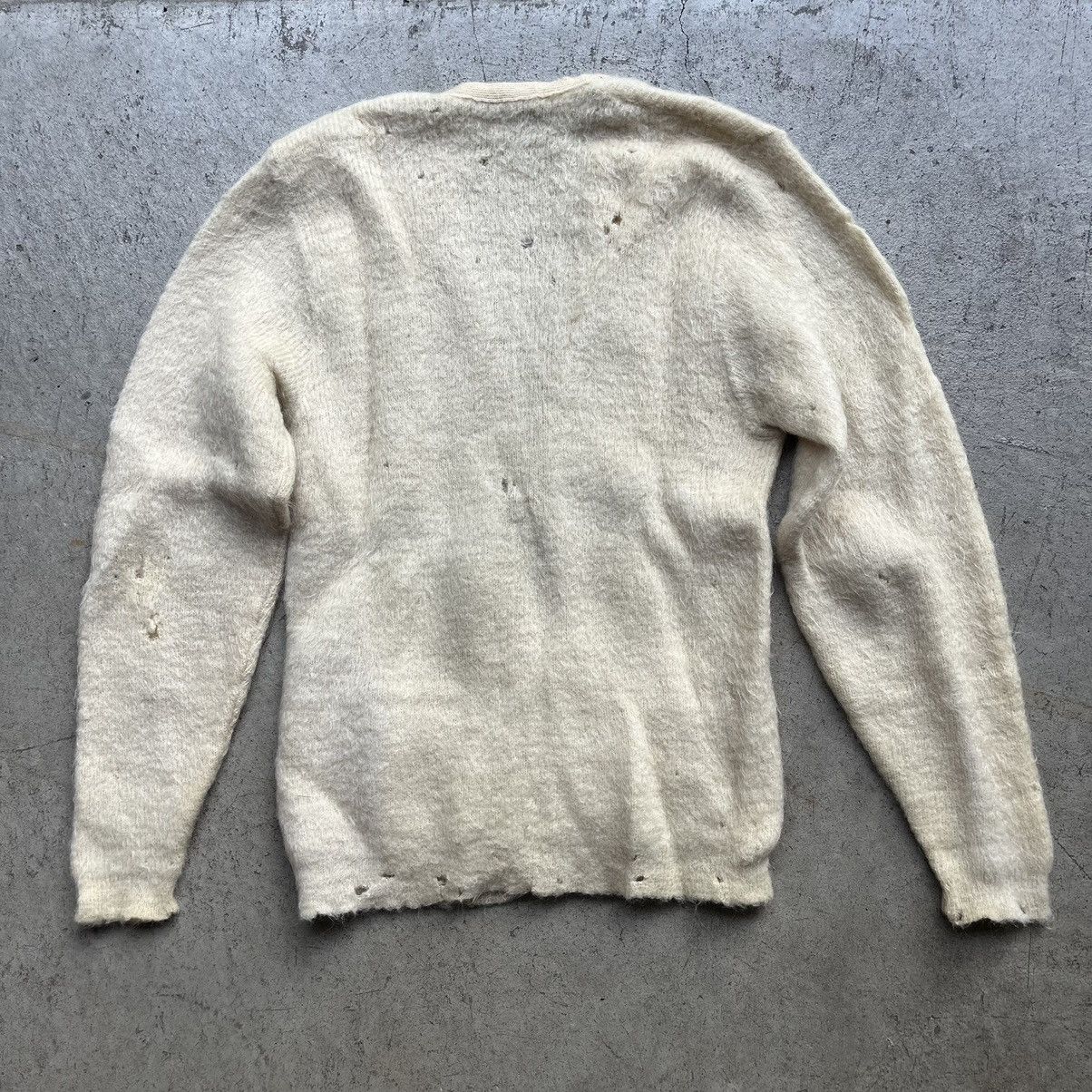 Crazy 60s Mohair Cardigan Distressed Campus Wool Kurt Cobain