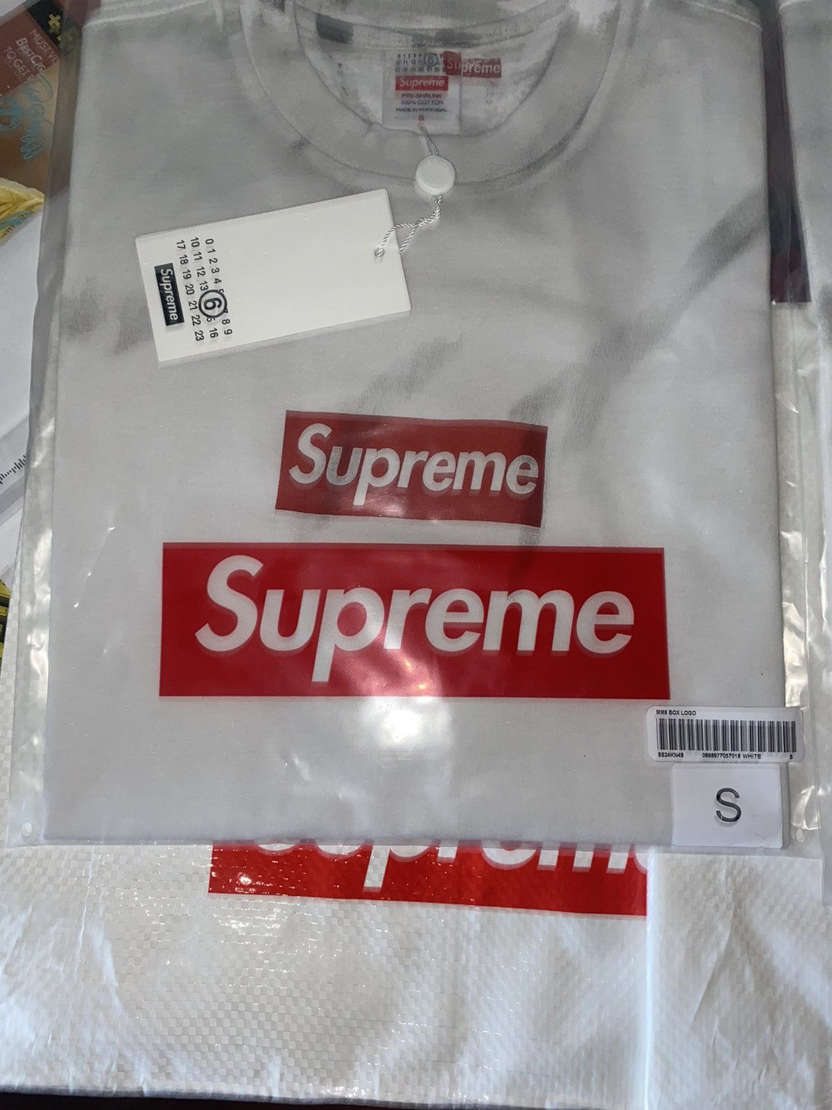 image of Supreme Margiela Box Logo T Shirt in White, Men's (Size Small)